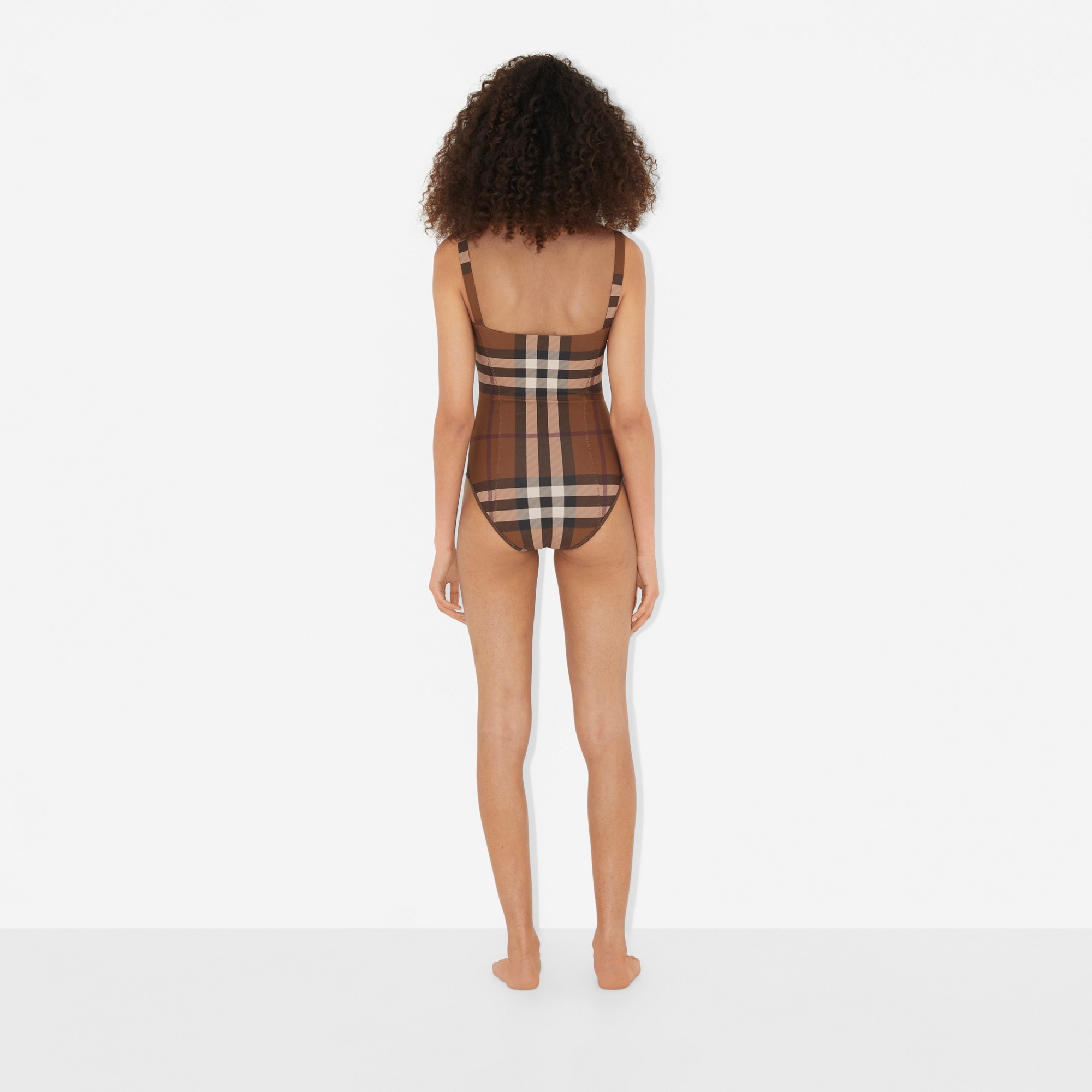 Check Stretch Nylon Swimsuit - 4