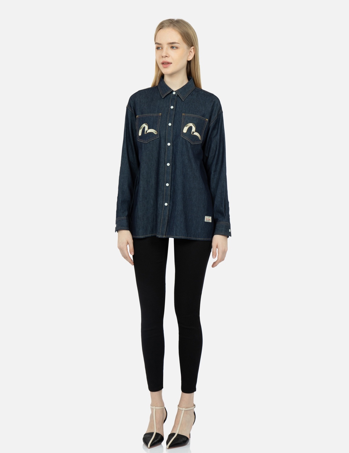 BROCADE SEAGULL AND KAMON APPLIQUÉ SKINNY JEANS - 4