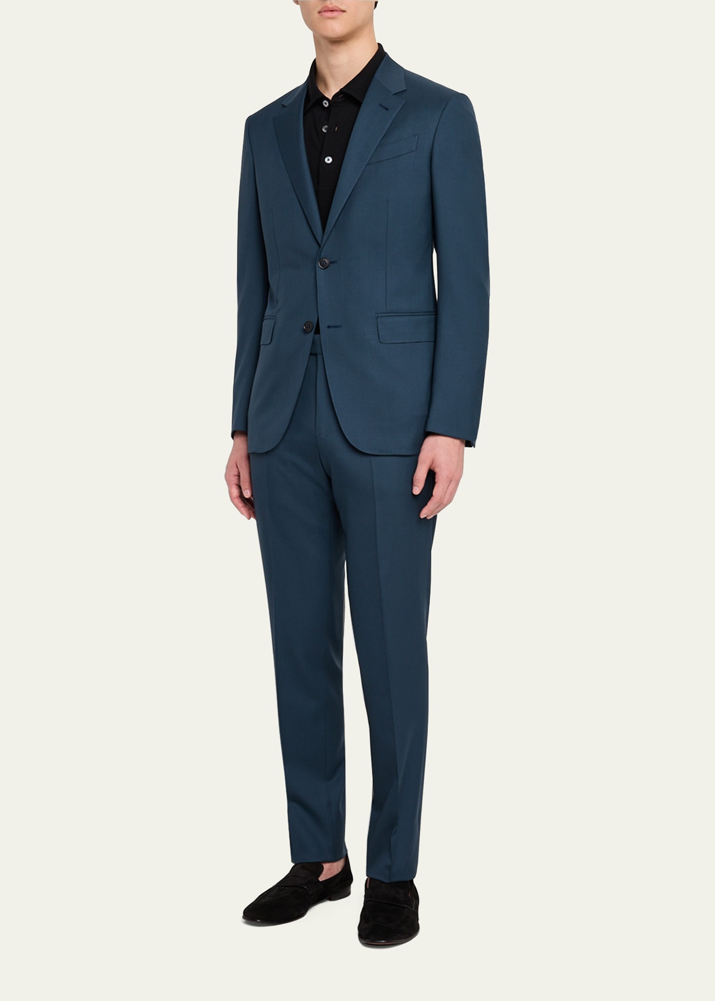 Men's Solid Wool Suit - 2