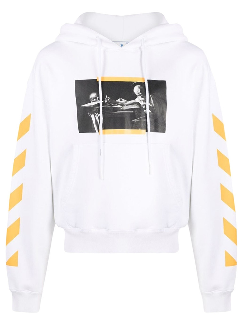 Oversized Caravaggio Painting Hoodie White And Yellow - 1
