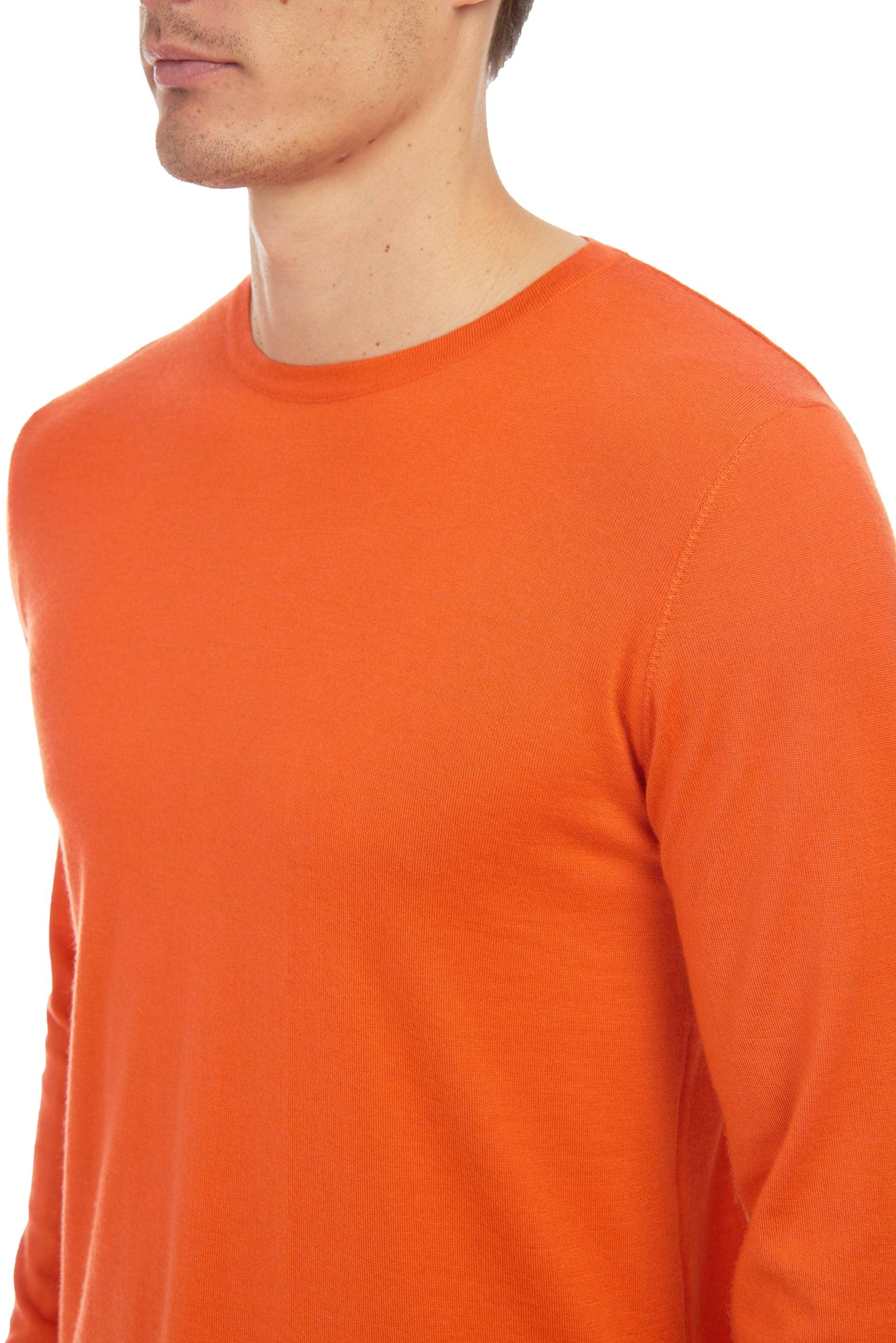 Herman Knit Long Sleeve Crew in Orange Merino Wool - 5