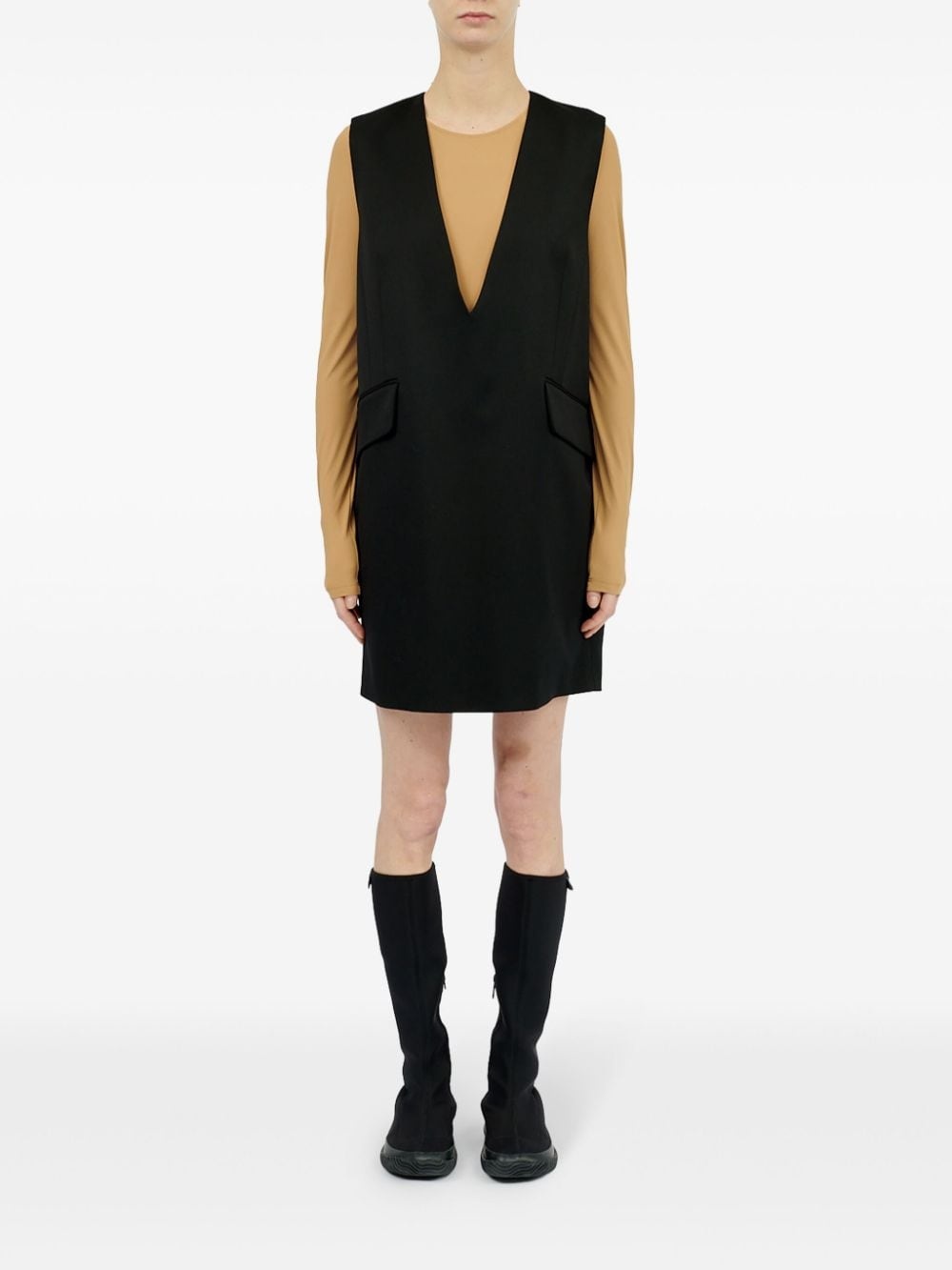 plunging v-neck mini dress - 2