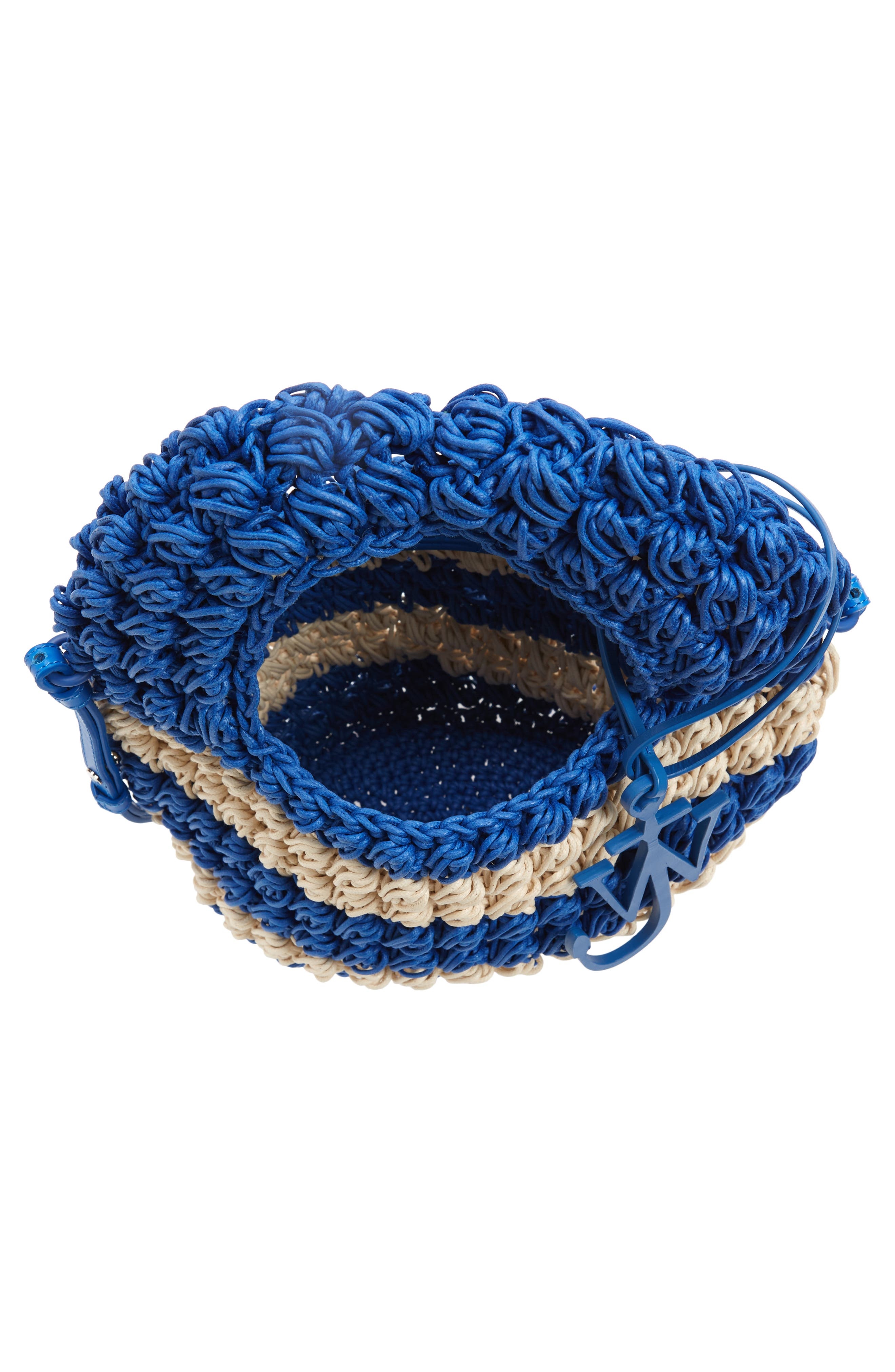 JW Anderson Popcorn Crocheted Cotton Basket Bag in Blue/Off White at Nordstrom - 5