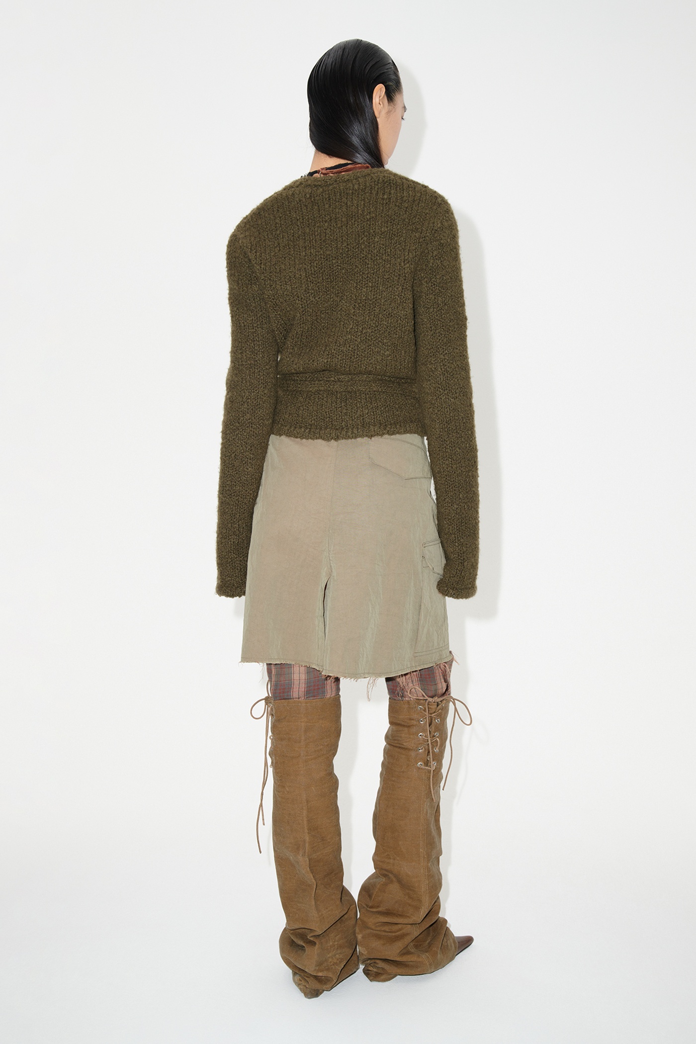 Wrap Knit Olive Cartoon Wool - 7