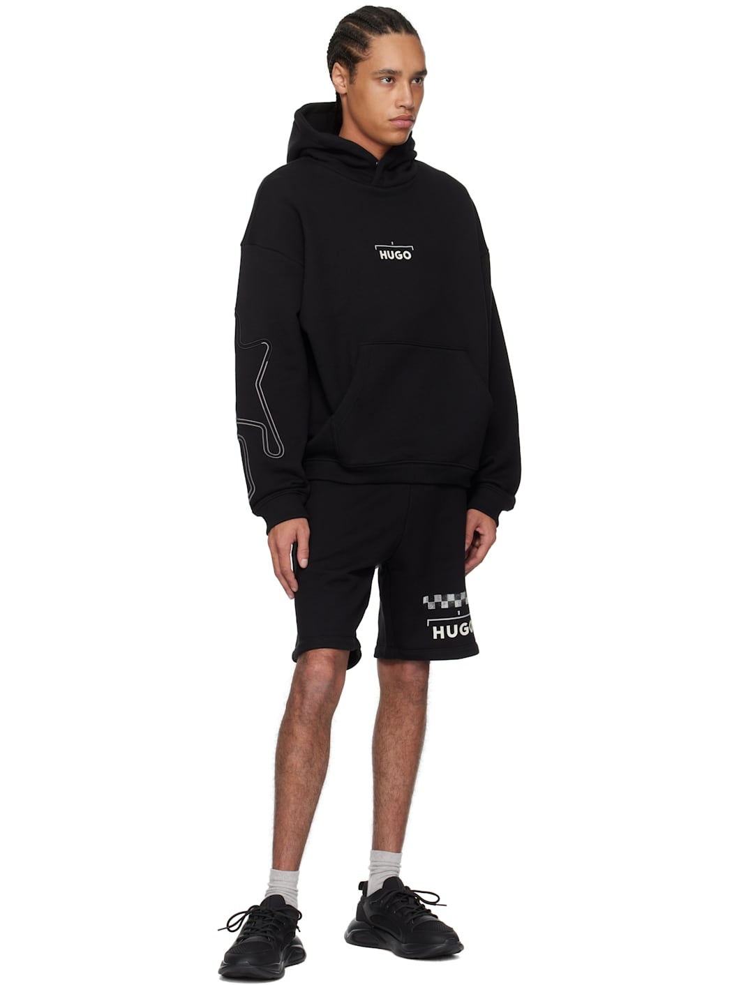 Black Racing Print Shorts - 4