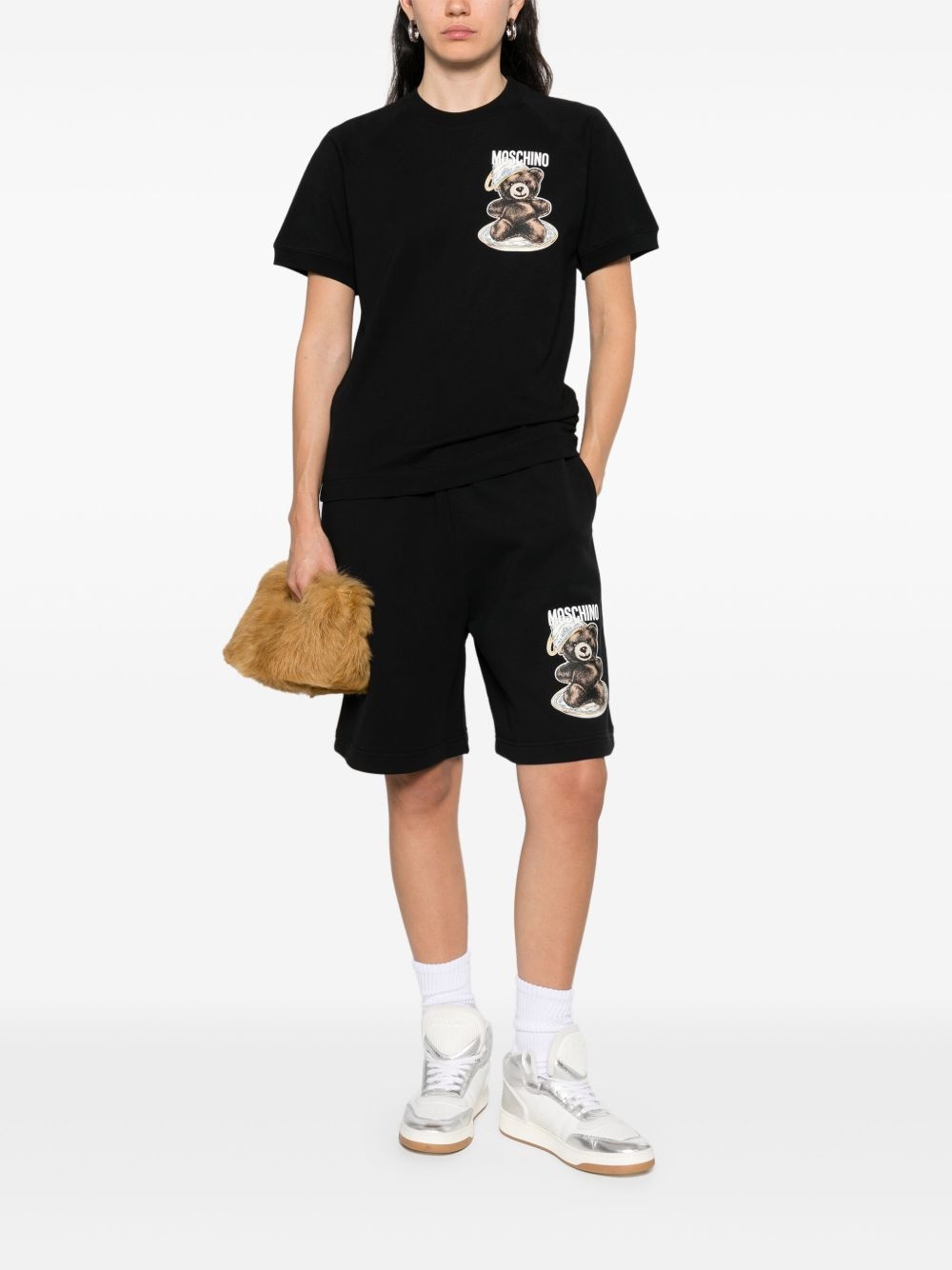 Bear-print track shorts - 2