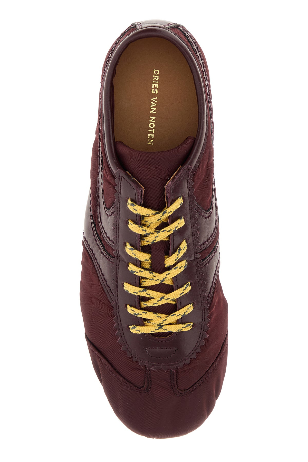 Bordeaux fabric and leather sneakers - 4