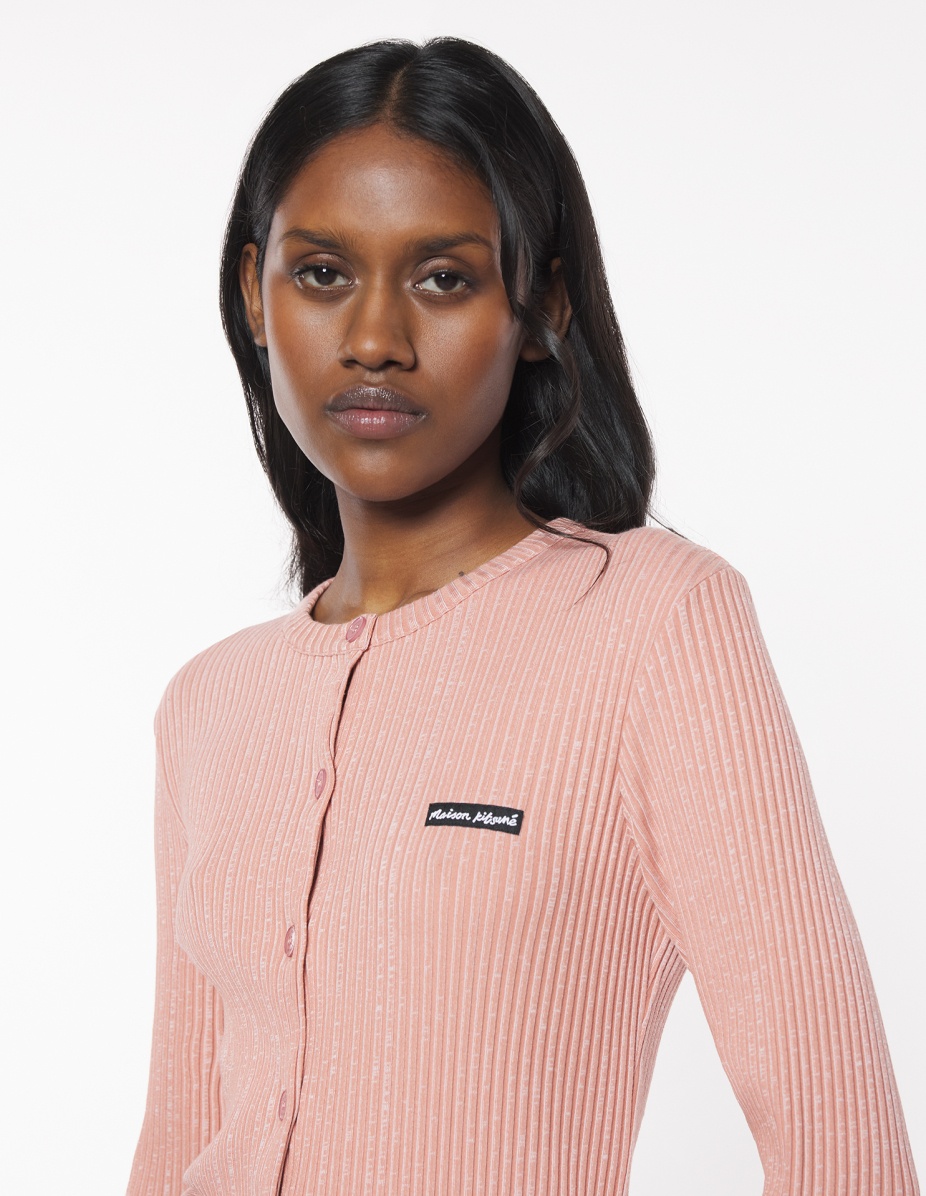 MAISON KITSUNE HANDWRITING LABEL RIBBED CARDIGAN - 4