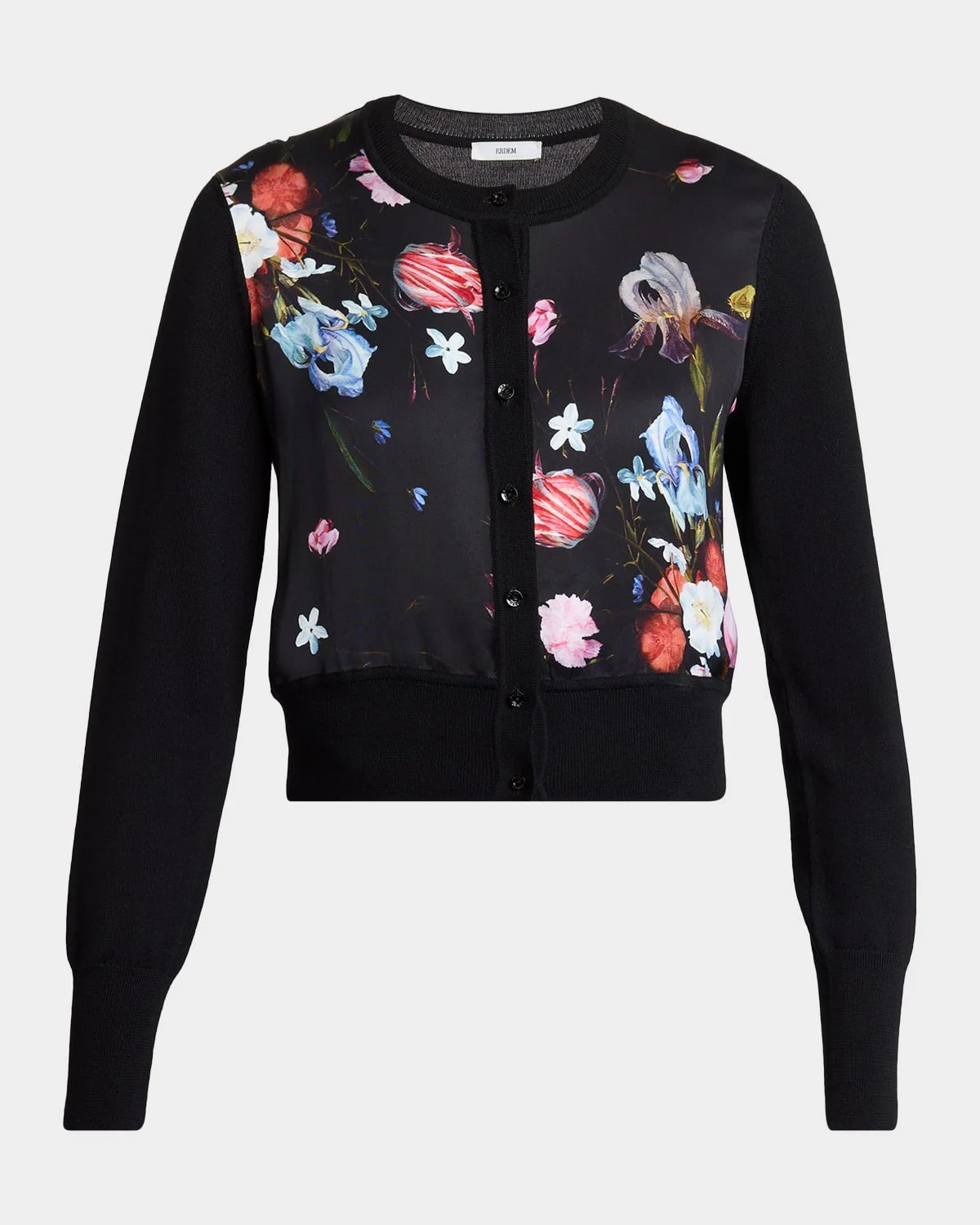 Floral-Print Panel Cropped Cardigan - 1