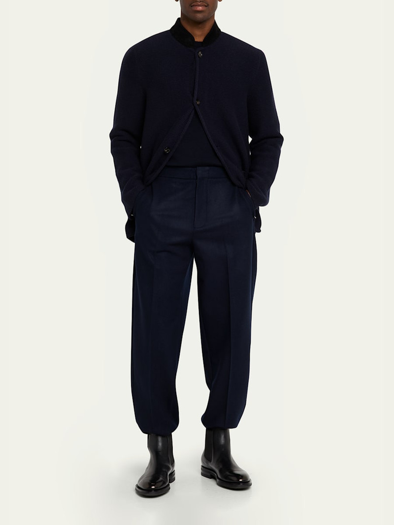 Loro Piana Men's Arola Cashmere Abaca Leather-Collar Jacket outlook