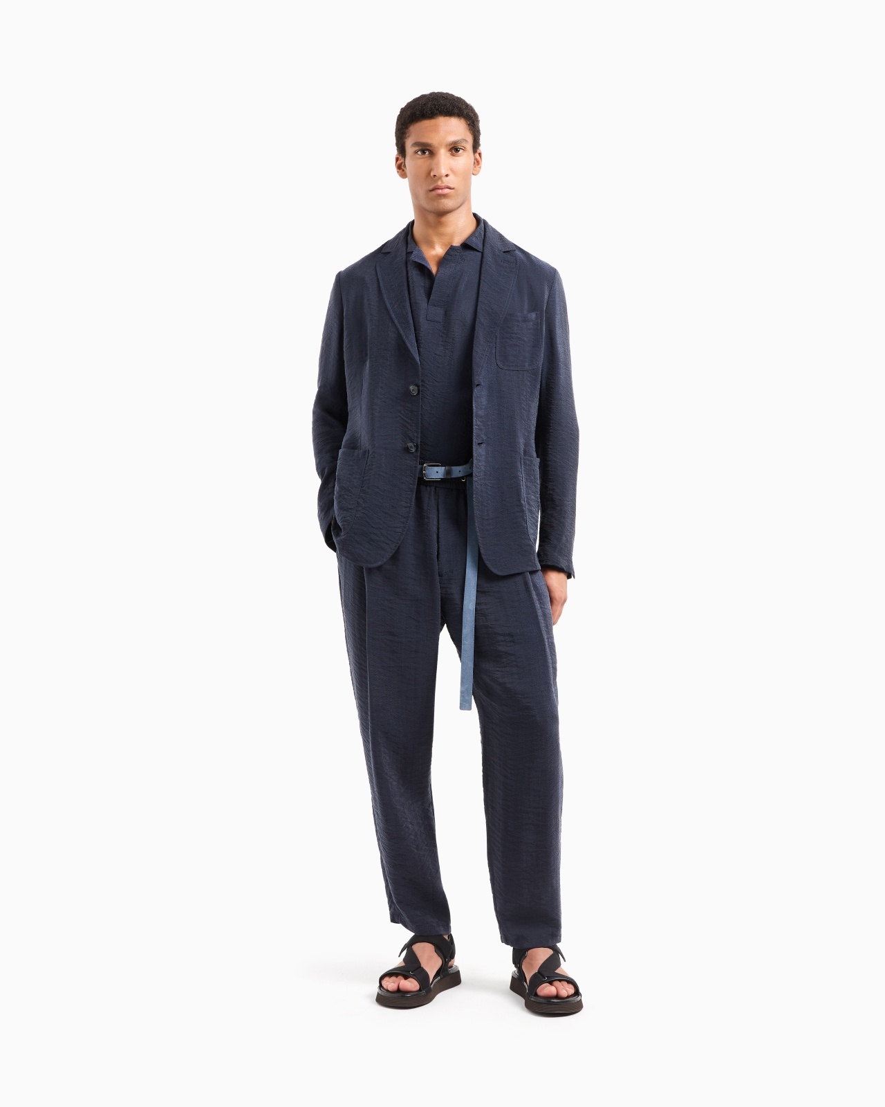 SINGLE-BREASTED JACKET IN JACQUARD CUPRO - 2
