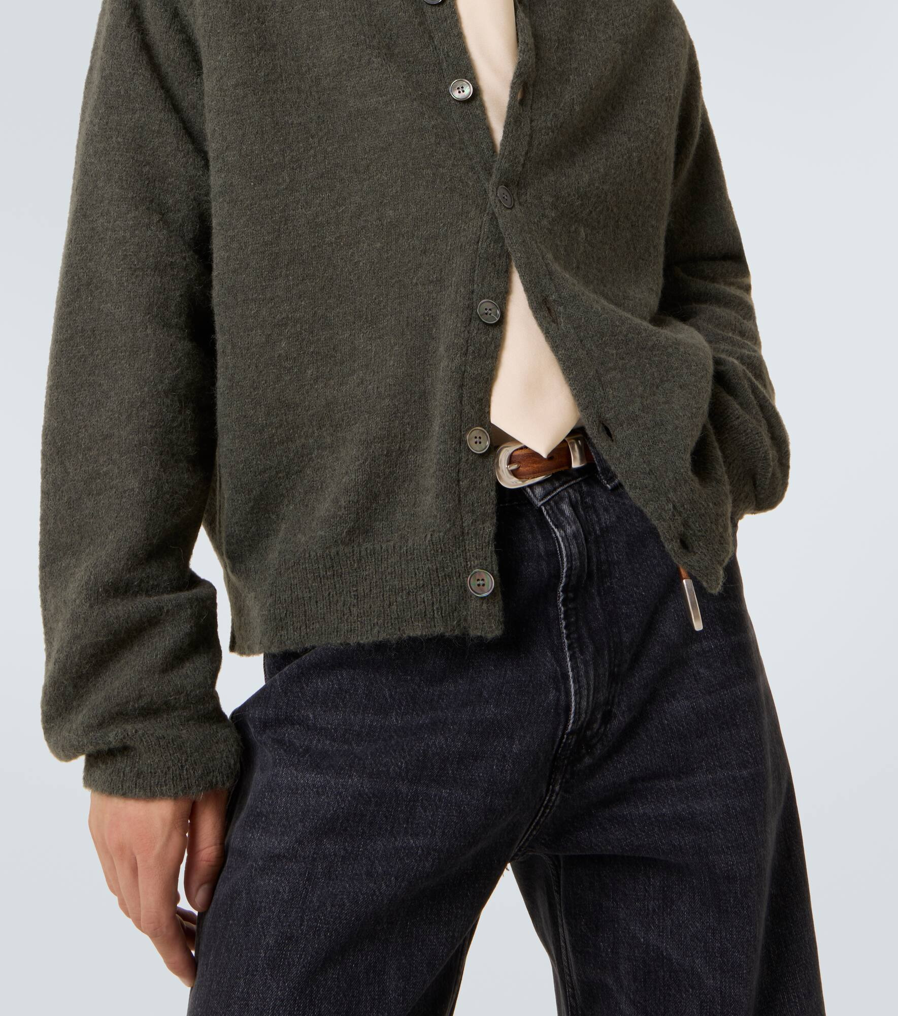 Evening alpaca wool-blend polo cardigan - 6