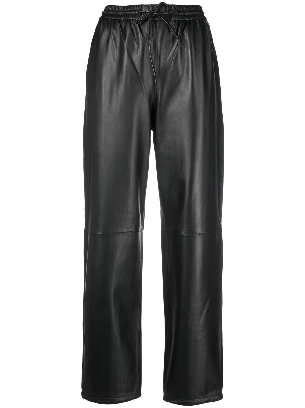 straight-leg lambskin trousers - 1