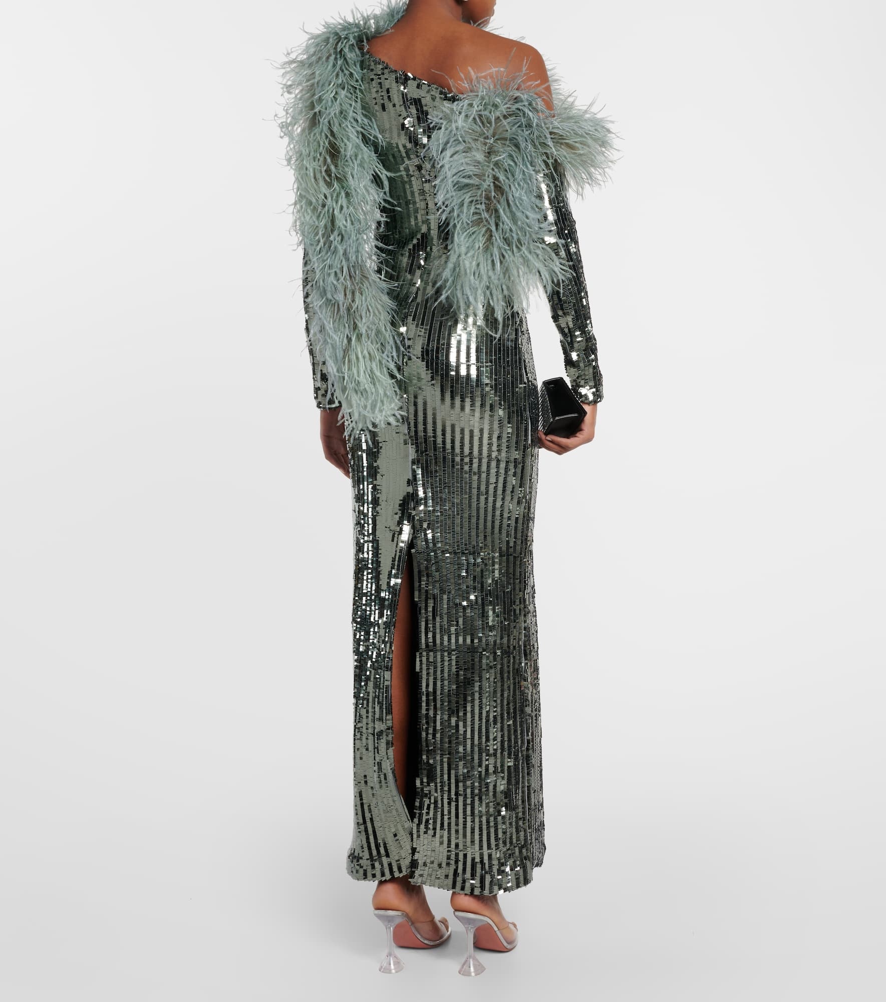 Garbo Disco feather-trimmed sequined gown - 3