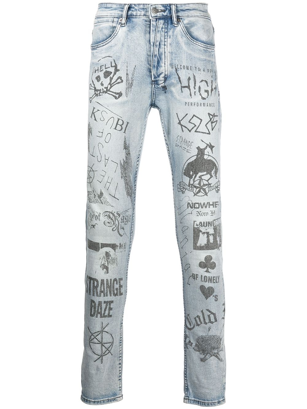 Van Winkle graphic-print skinny jeans - 1