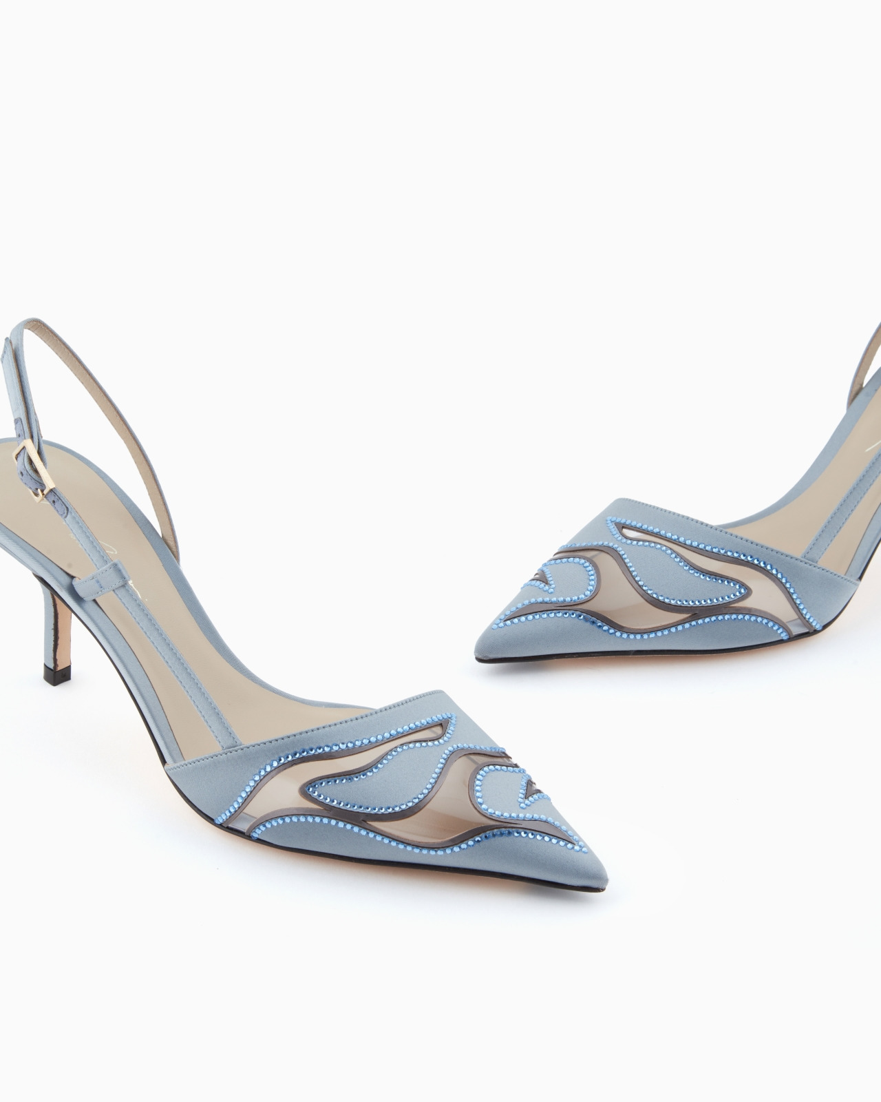 SATIN AND RHINESTONE SLINGBACKS - 5