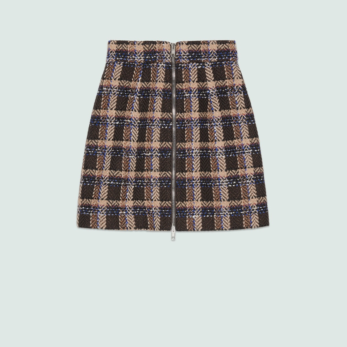 Tartan tweed wool mini skirt - 1