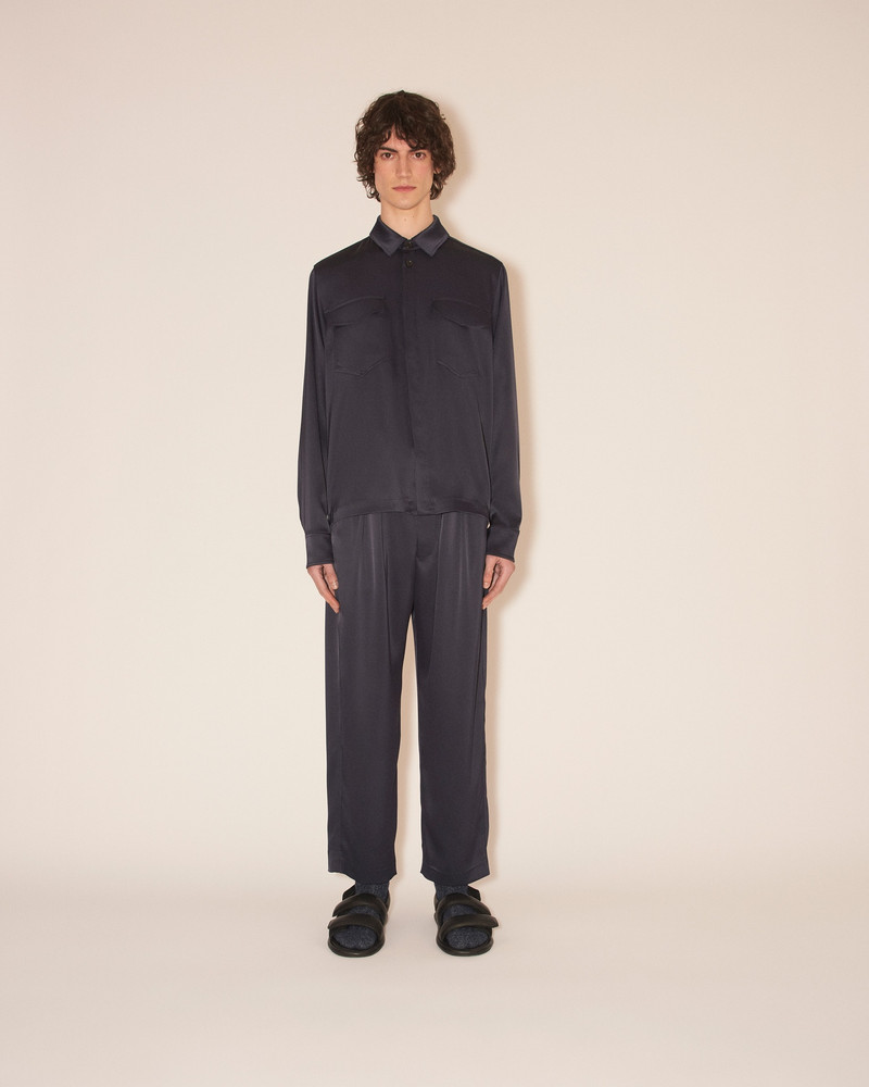 Nanushka FLORIAN - Technical satin long sleeve - Navy outlook
