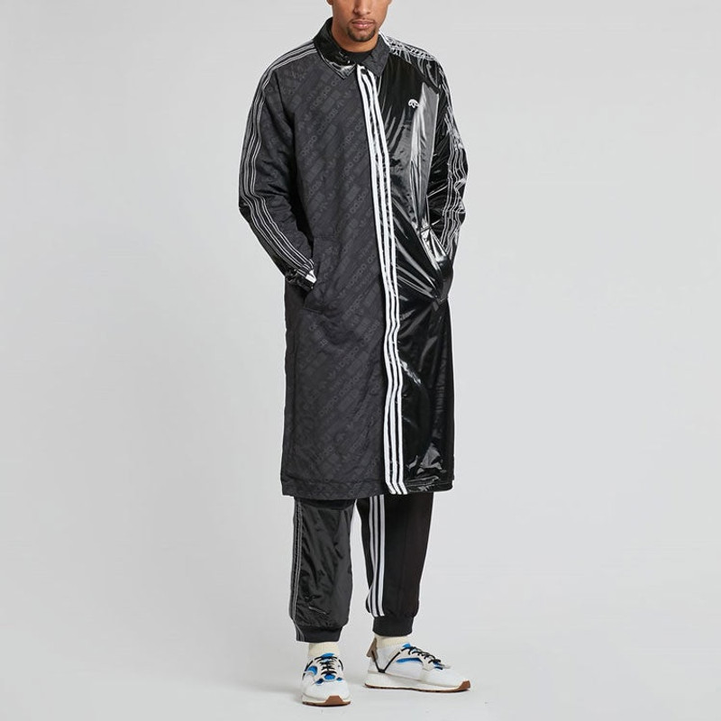 adidas adidas originals x alexander wang Unisex Lapel Long Overcoat Black BP6685 outlook