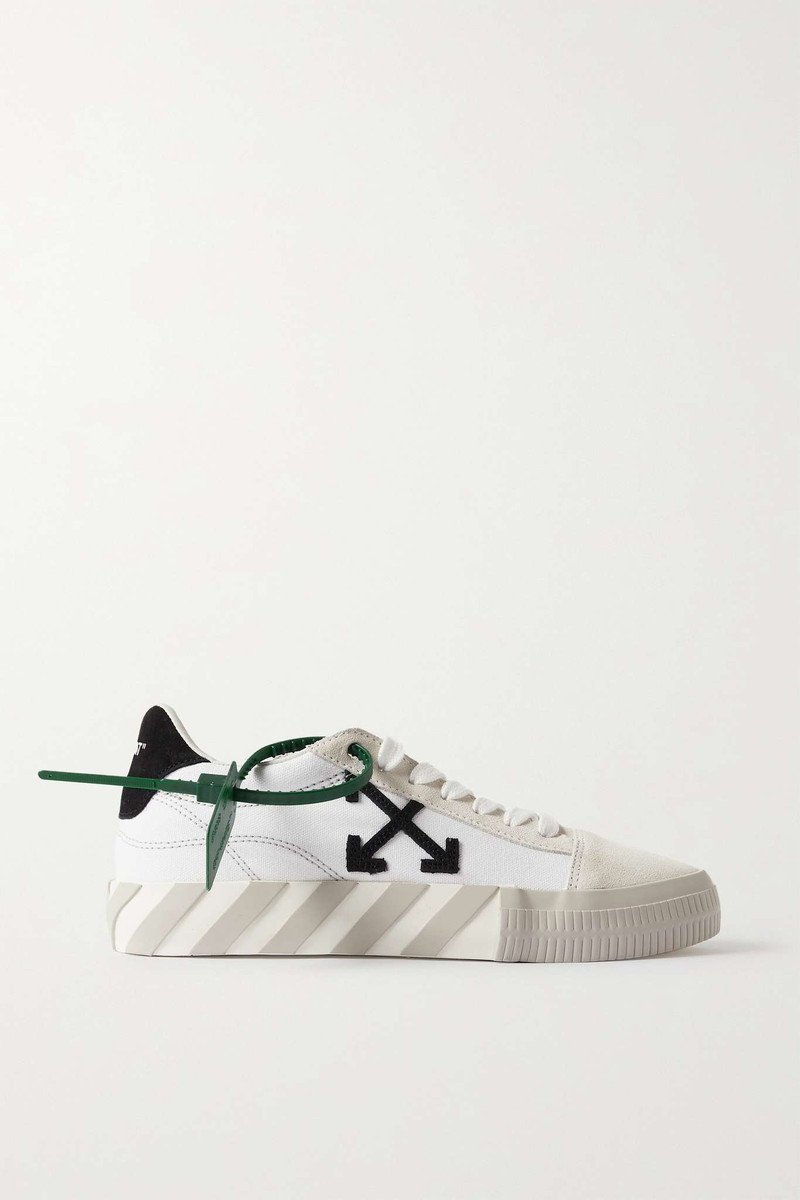 Low Vulcanized logo-appliquéd rubber-trimmed textured-leather sneakers - 1