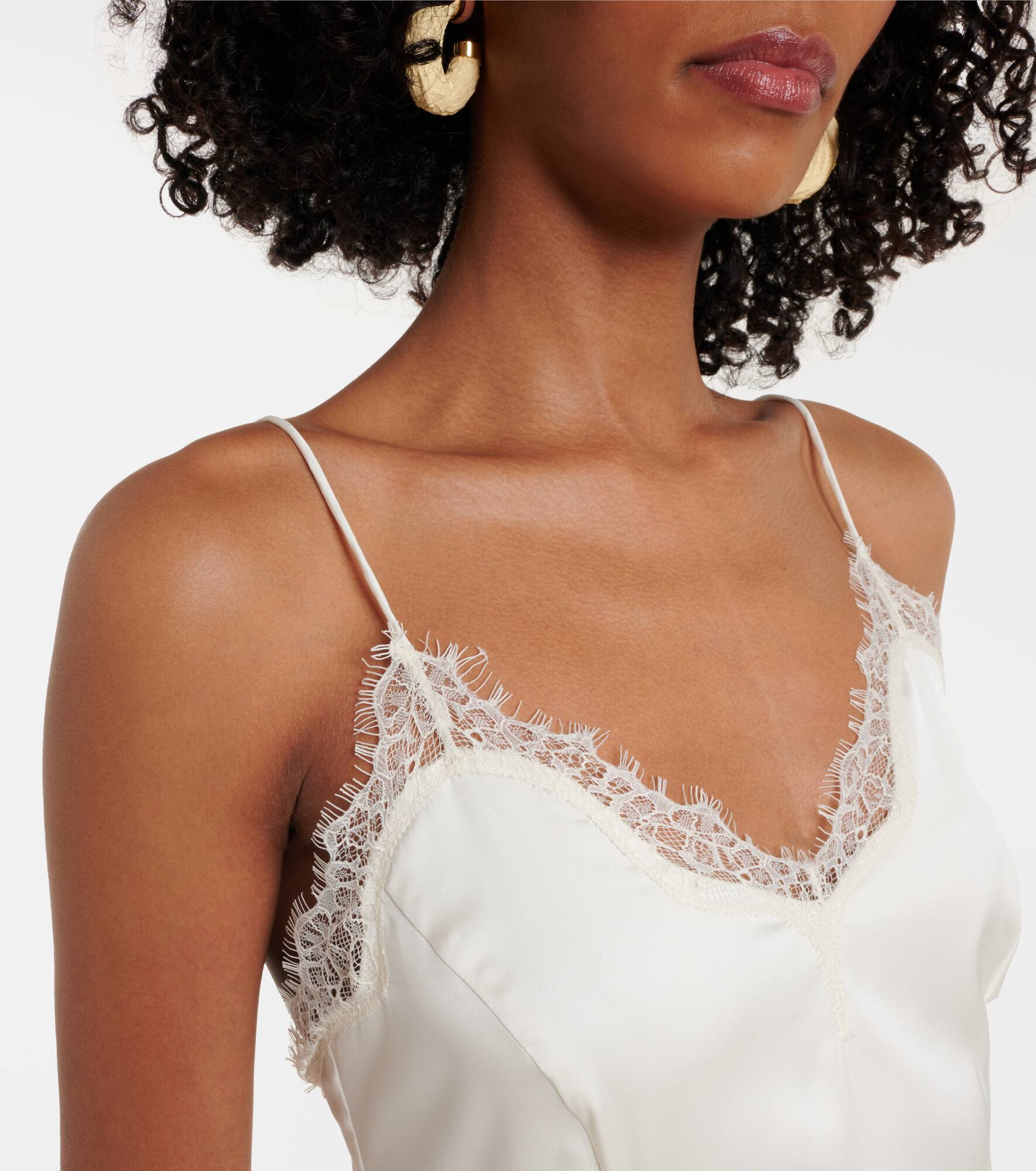Bridal lace-trimmed satin maxi dress - 4