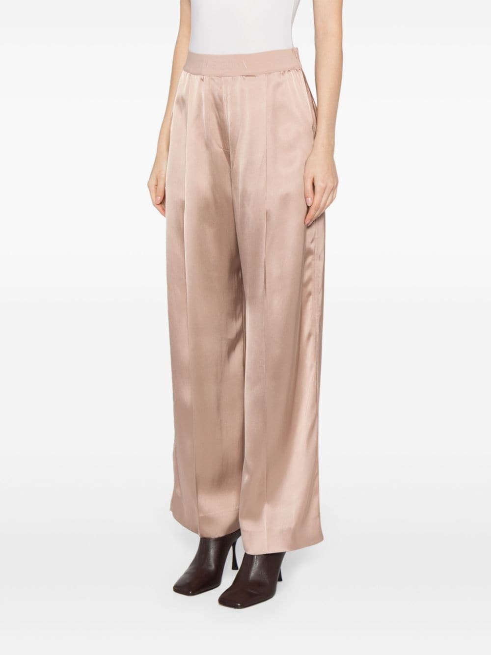 Ciara logo-waistband satin trousers - 3