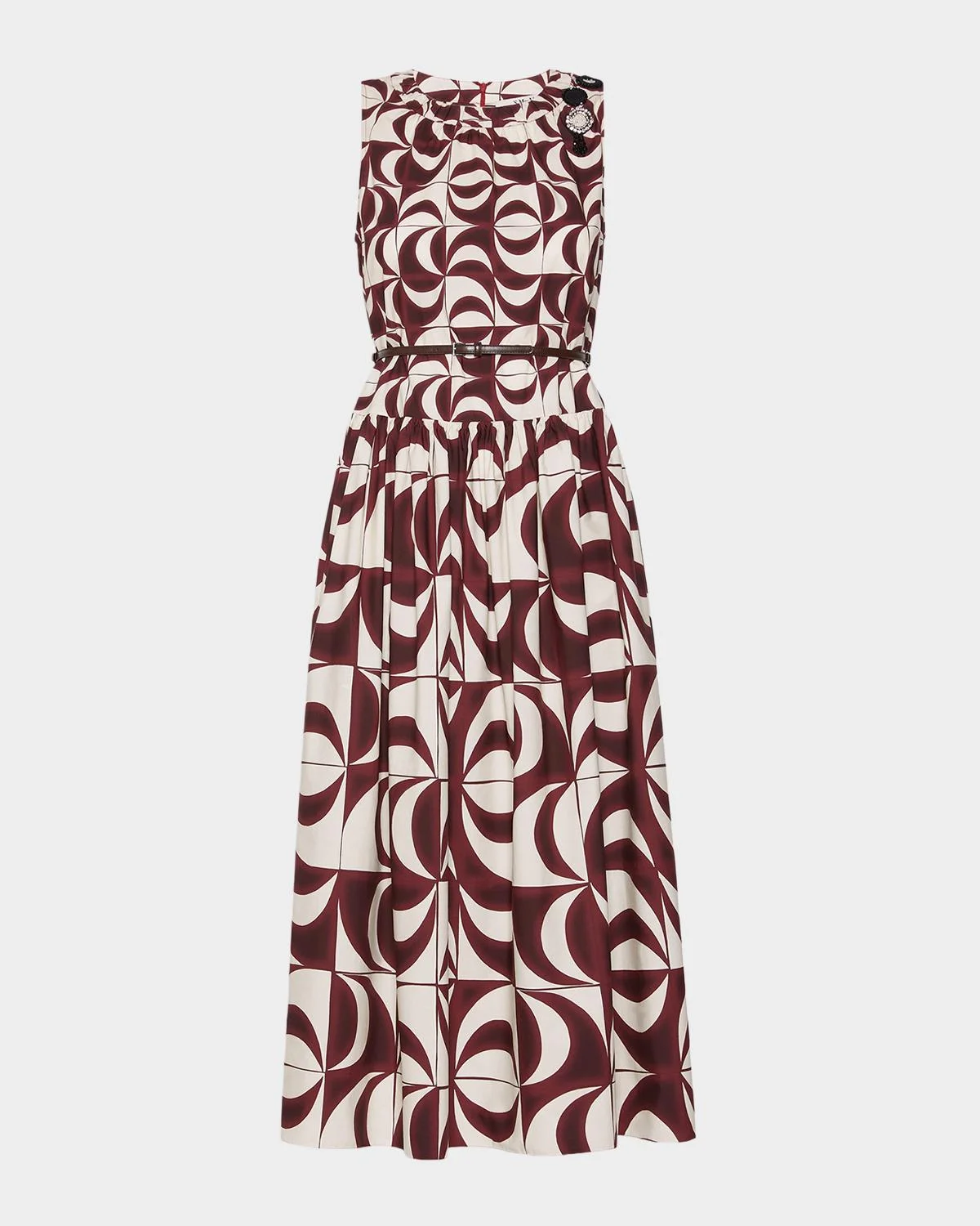Geometric-Print Cotton Poplin Midi Dress - 1