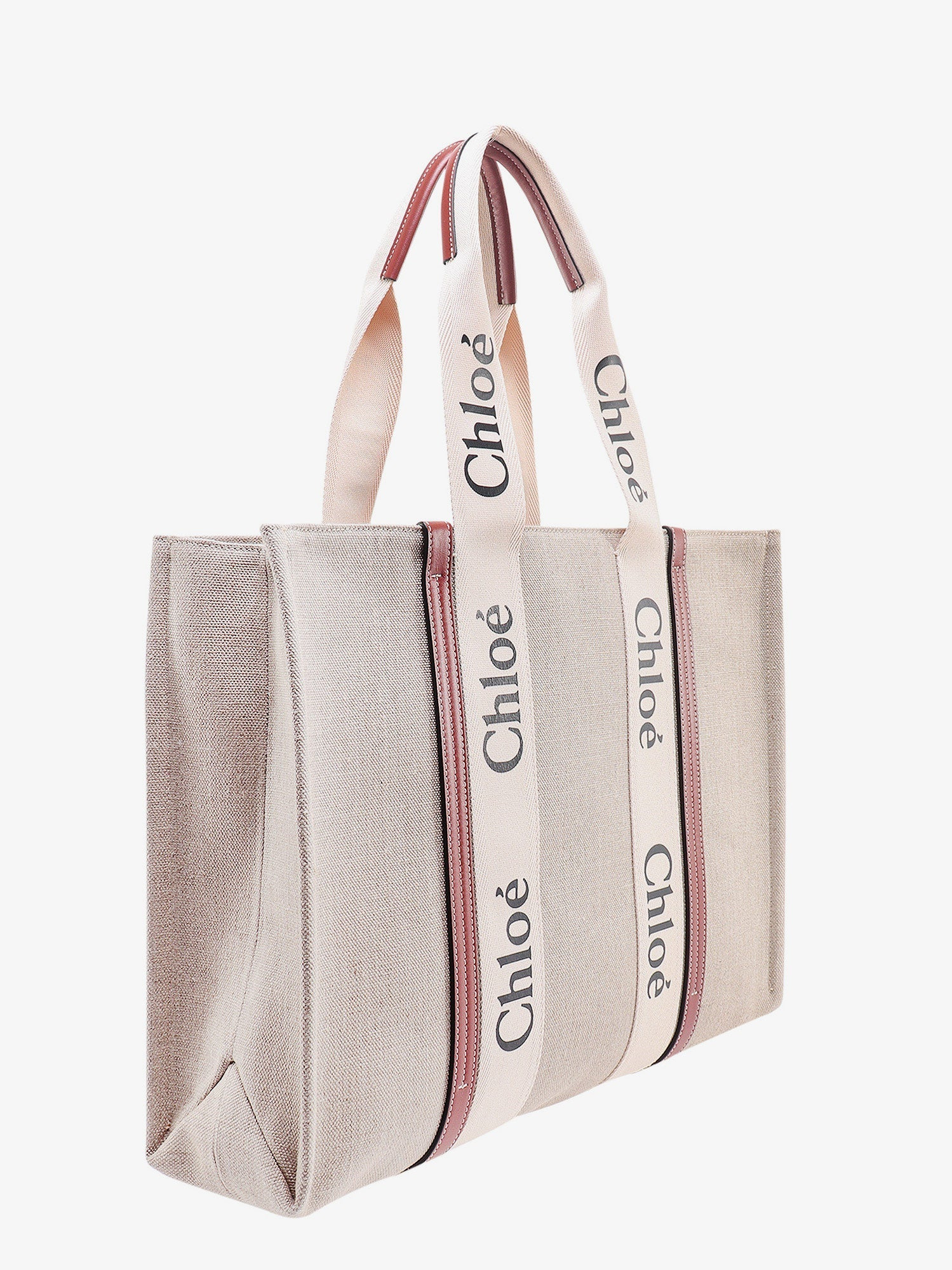 CHLOE' - Chloe' Linen Shoulder Bag With Logo Print. This Bag Is Made With Lower Environmental Impact Material - 3
