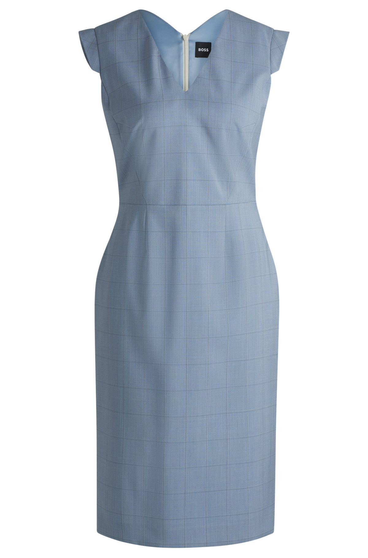 BODYCON BUSINESS DRESS IN CHECKED WOOL - 1