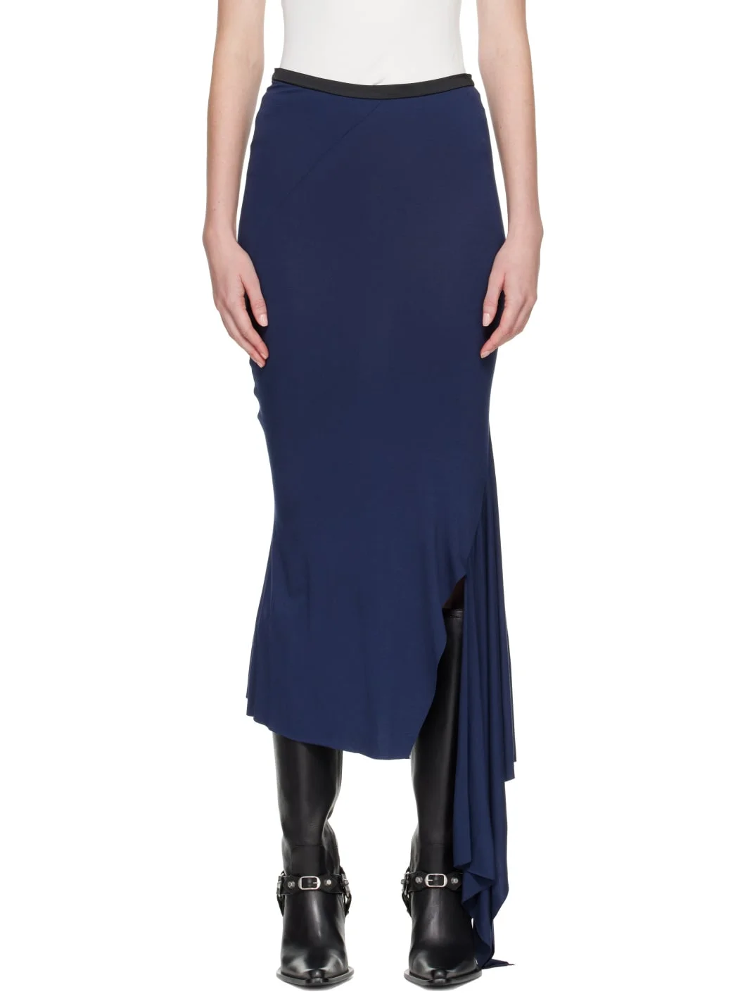 Navy Fishtail Maxi Skirt - 1