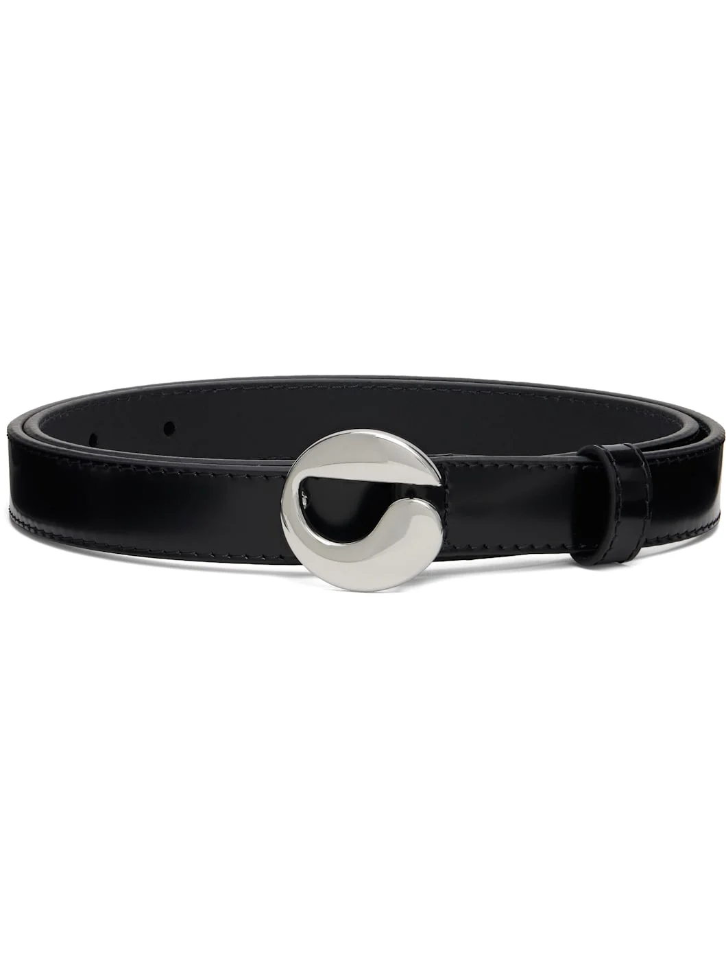 Black Logo Skinny Belt - 1