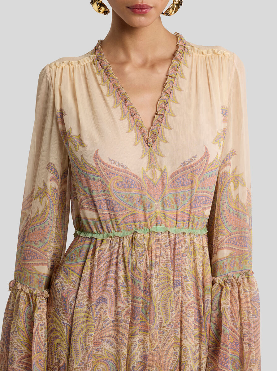 LONG PRINTED SILK DRESS - 2