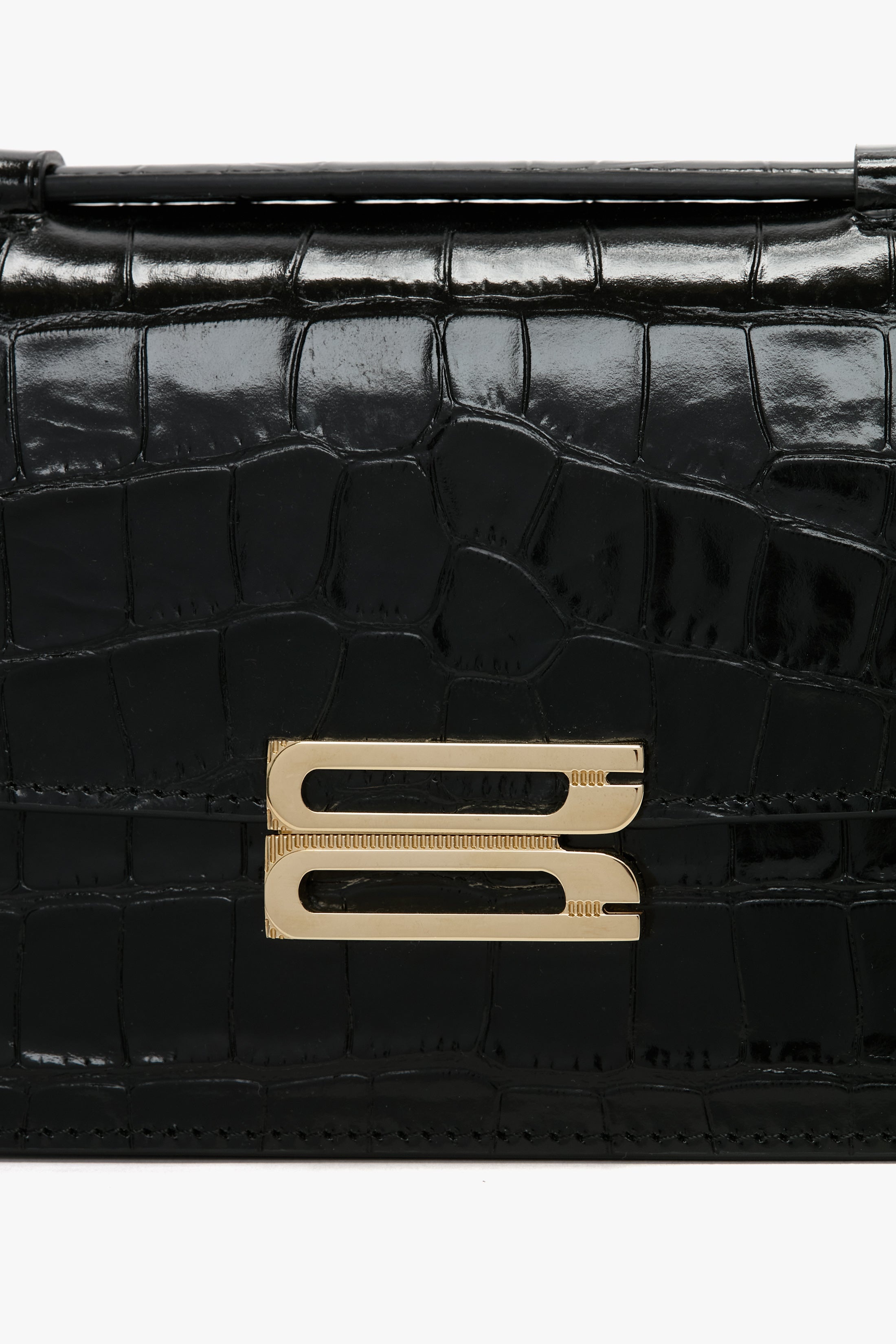 Mini Dorian Bag In Black Croc Embossed Leather - 3
