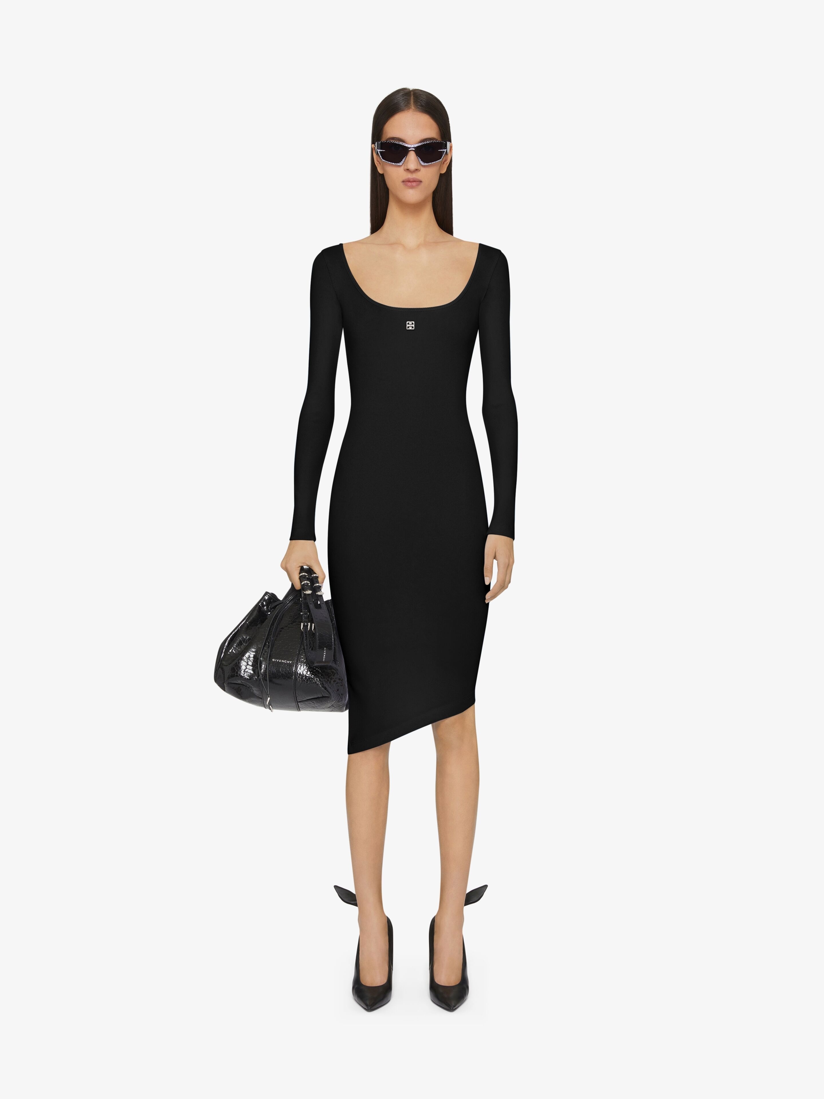ASYMMETRIC DRESS IN KNIT WITH 4G LIQUID DETAIL - 2