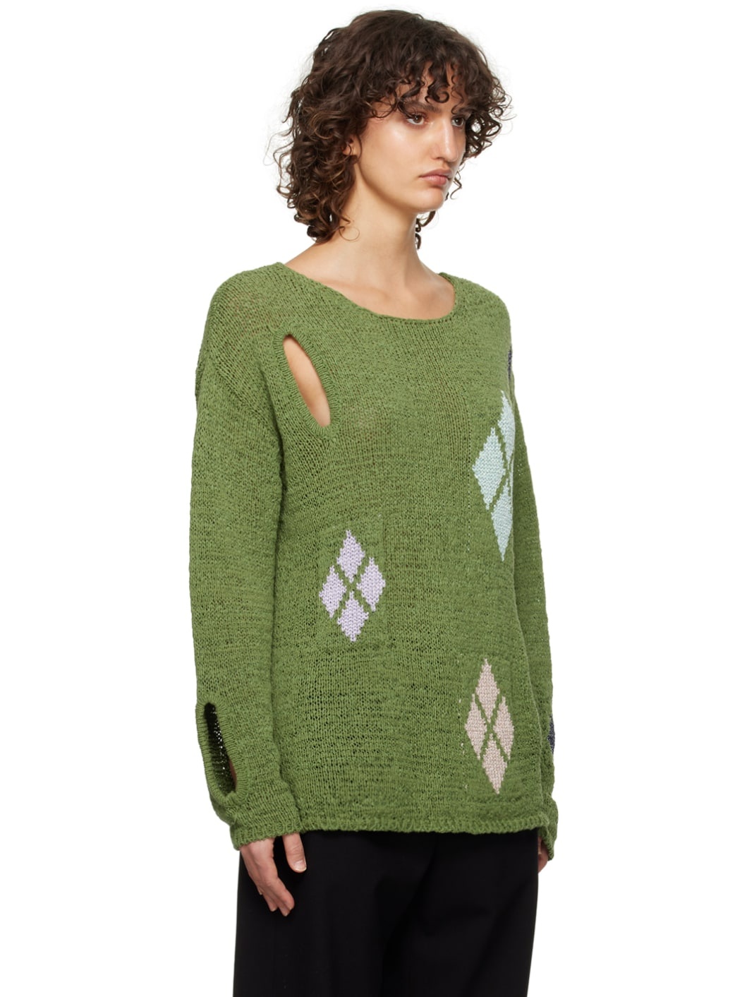 Green Argyle Sweater - 2