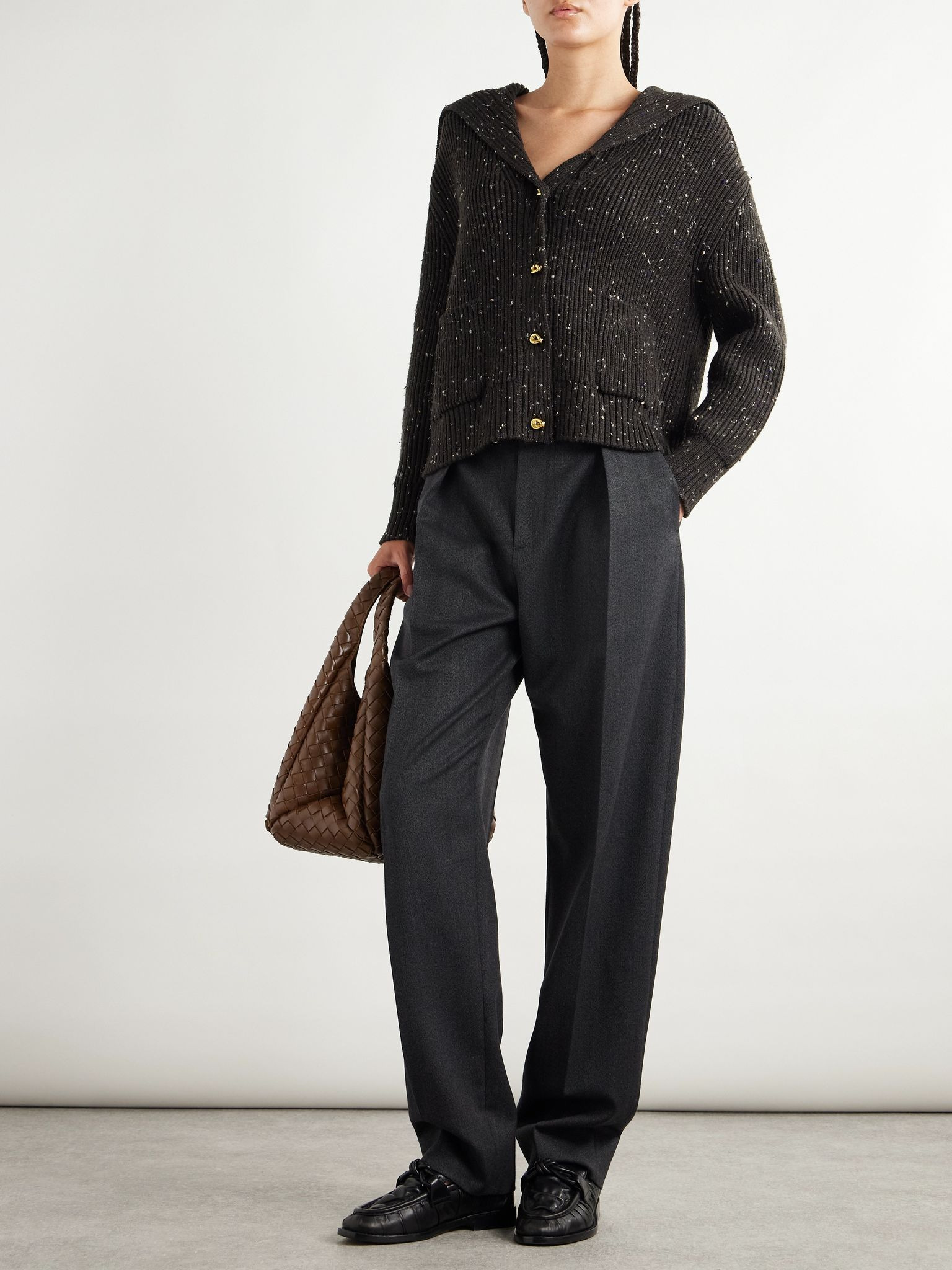 Ribbed wool-blend cardigan Brown - 2