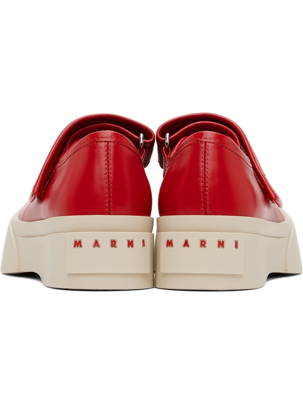 Red Leather Mary Jane Sneakers - 2