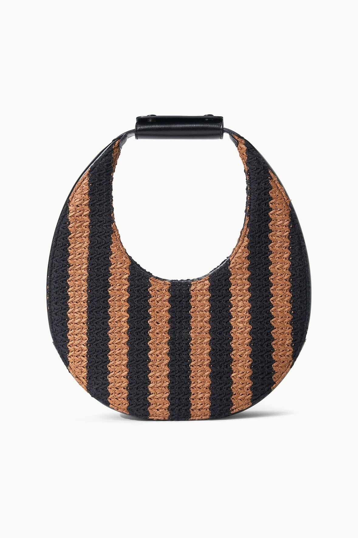 STAUD MOON TOTE BAG BLACK TAN SEASHORE STRIPE - 1