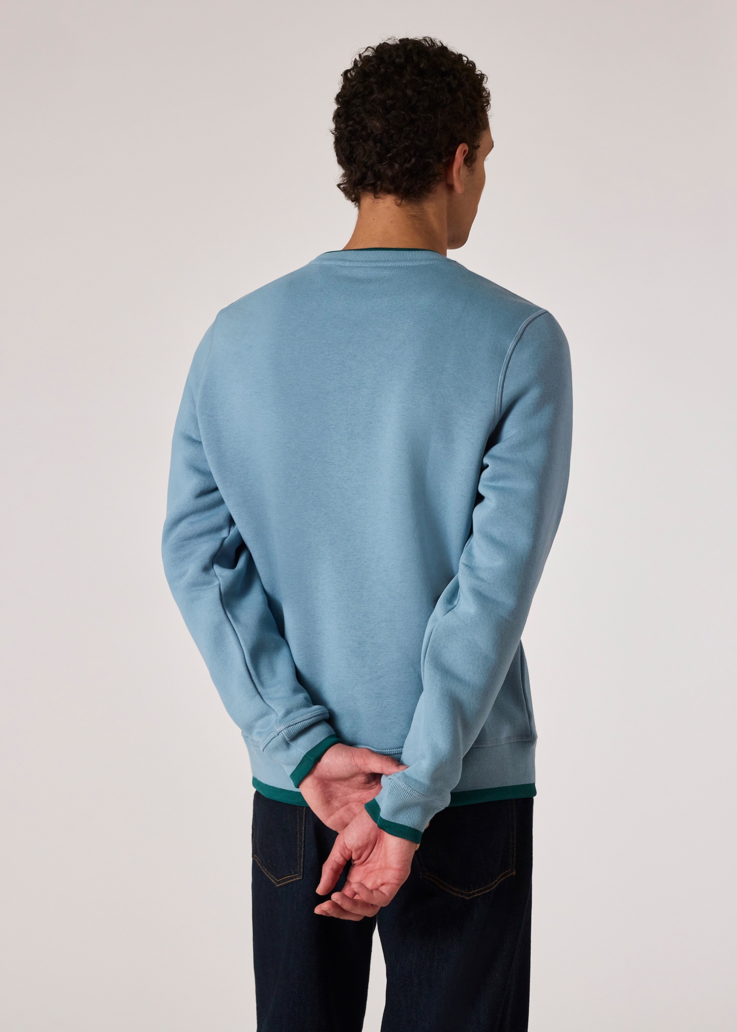 Powder Blue Broadstripe 'Zebra' Sweatshirt with Contrast Tipping - 5
