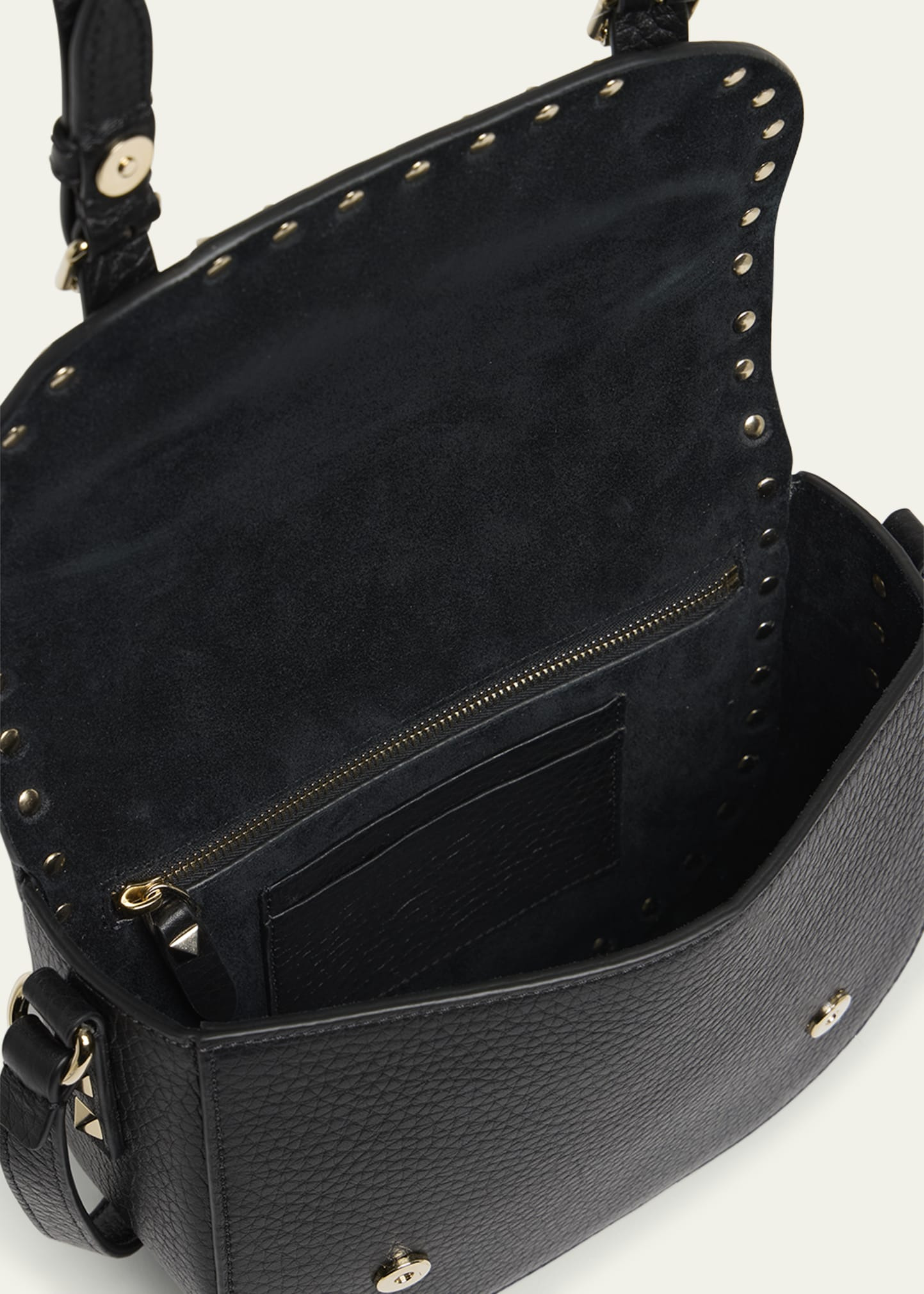 Small Rockstud Leather Saddle Crossbody Bag - 4