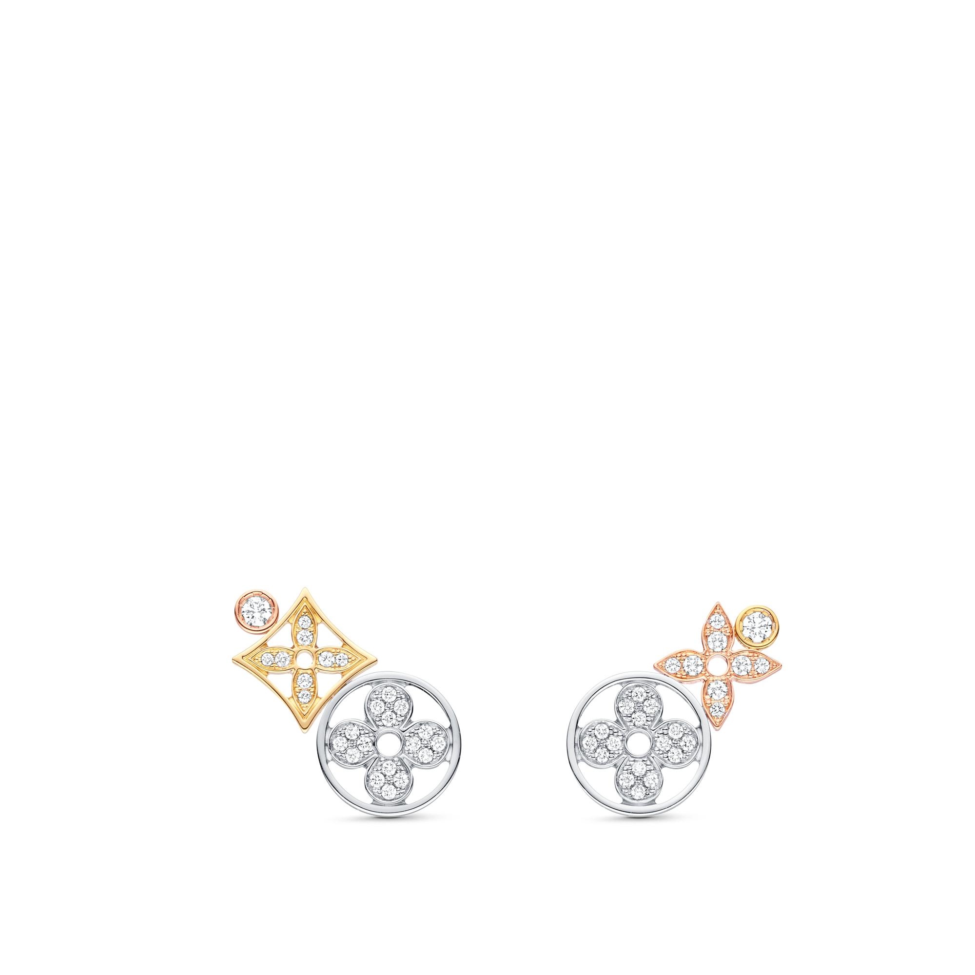 Idylle Blossom Studs, 3 Golds And Diamonds - 1