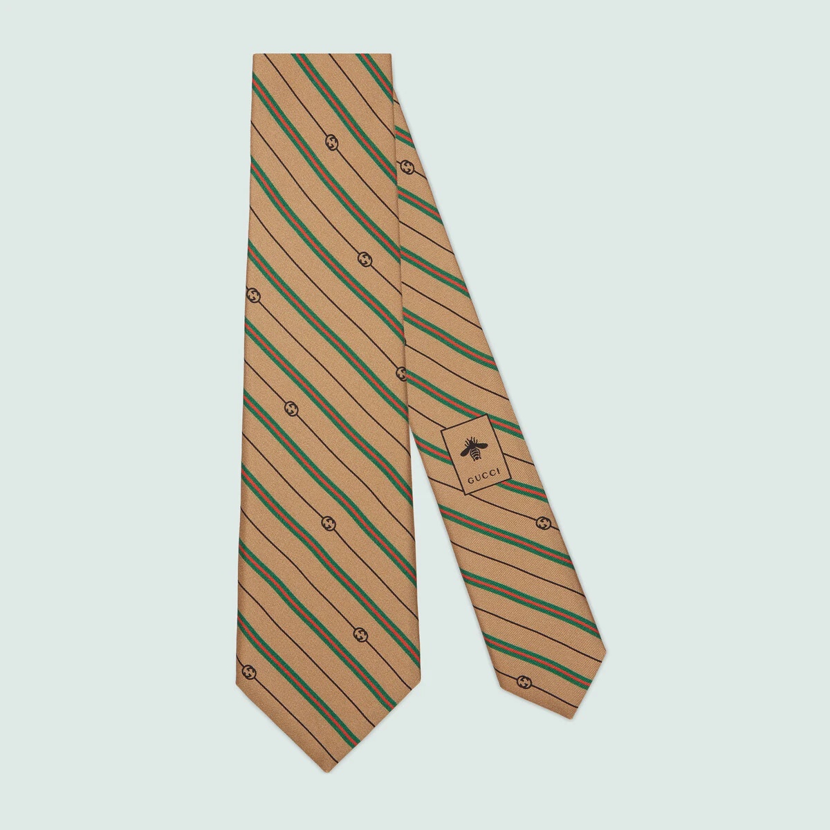 Silk tie with Interlocking G print - 1