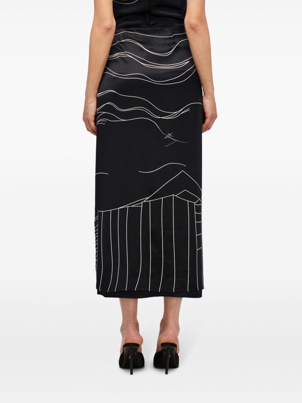 graphic-print silk skirt - 4