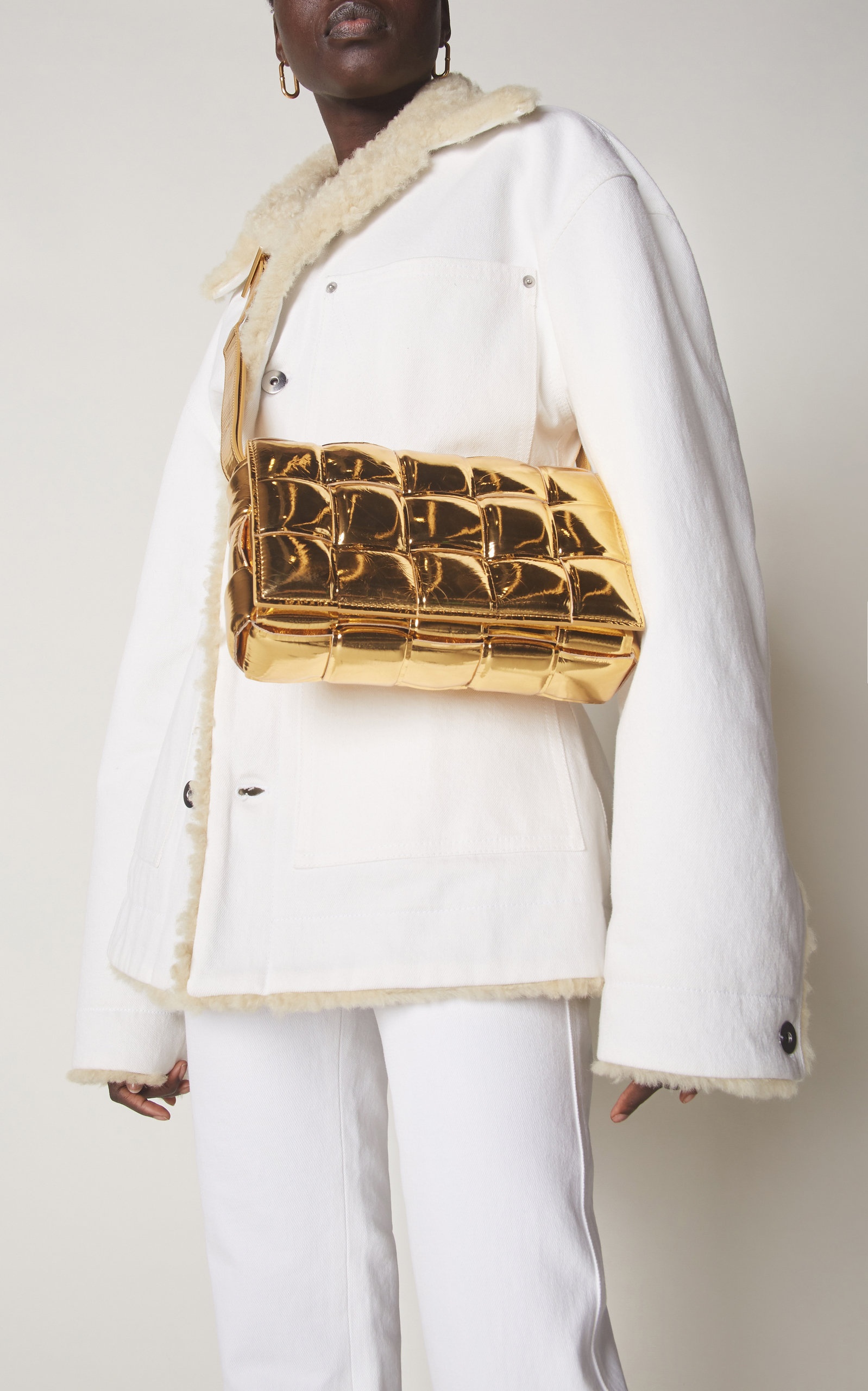 The Padded Cassette Metallic Leather Bag gold - 2