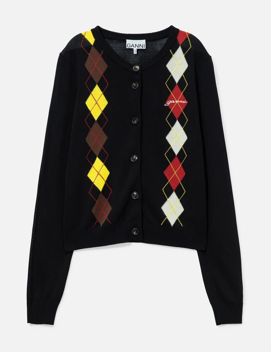 LIGHT COTTON ARGYLE CARDIGAN - 1
