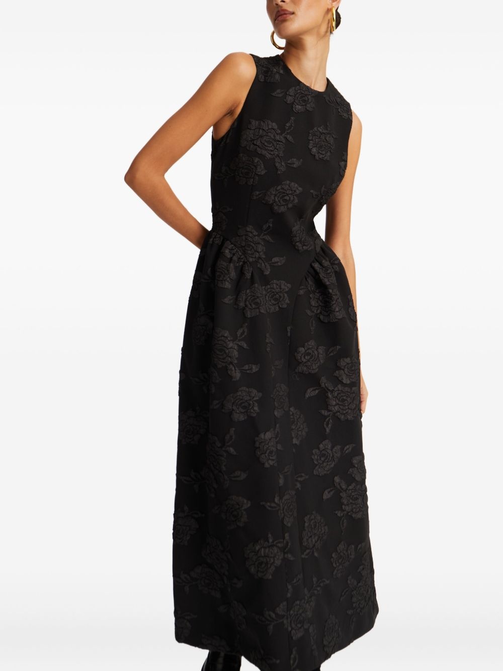 floral-jacquard midi dress - 3
