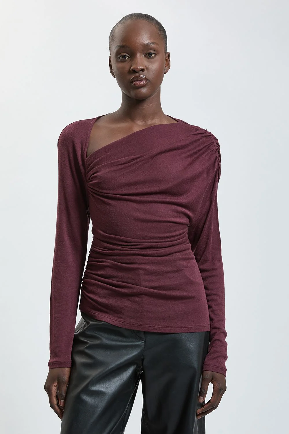 Wool Blend Asymmetric Jersey Top - 1