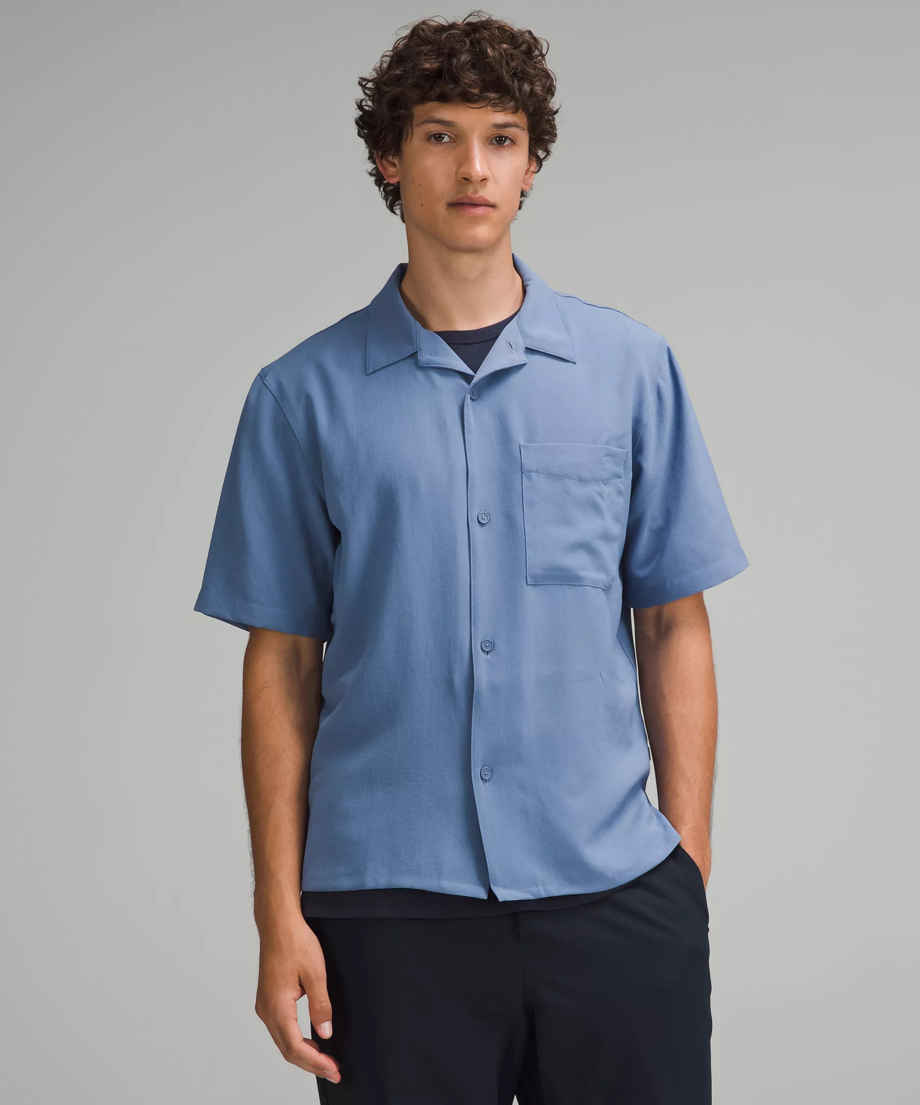 Lightweight Camp Collar Button-Up Shirt *Pocket - 1