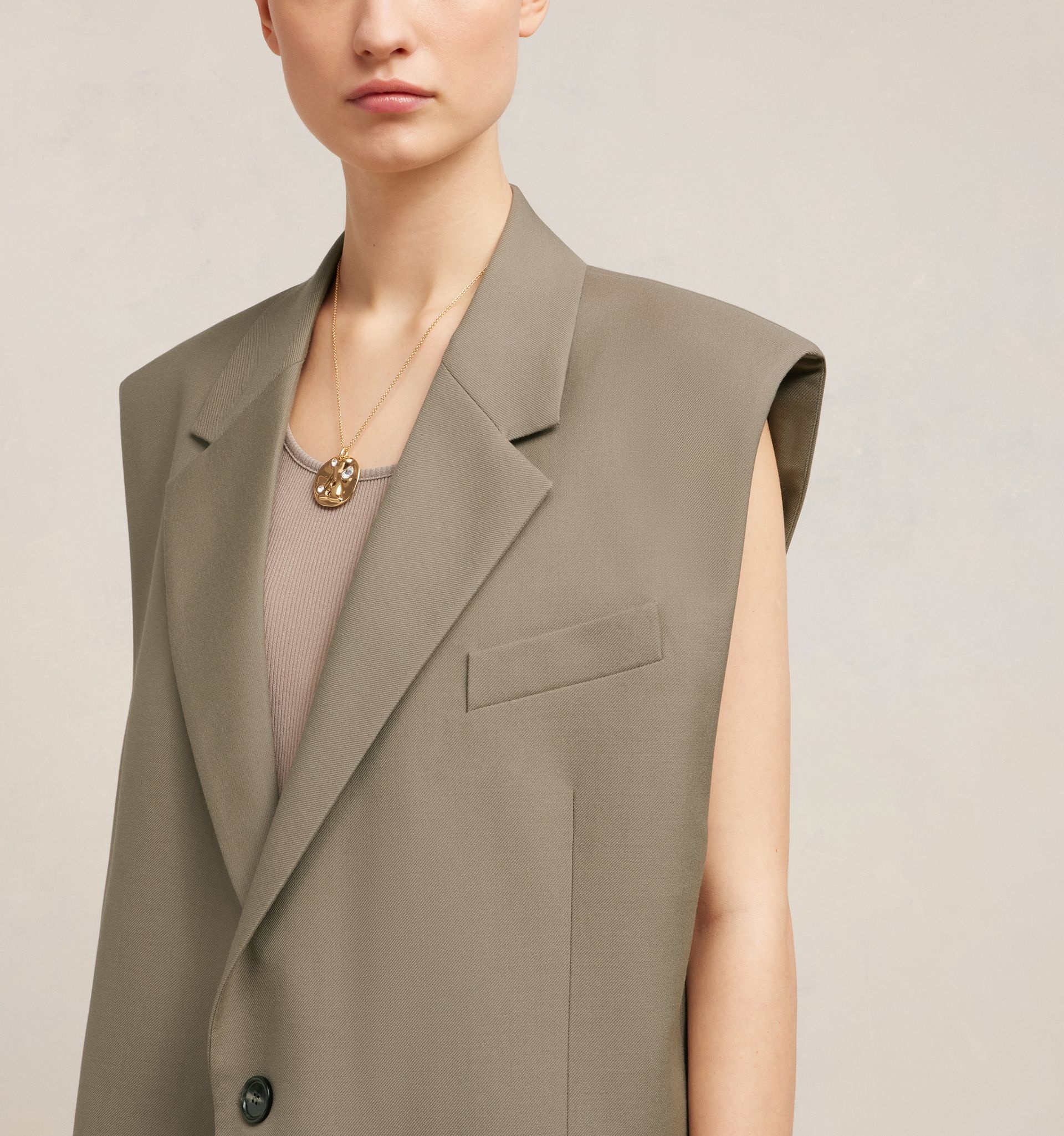 Two Buttons Oversized Waistcoat - 7