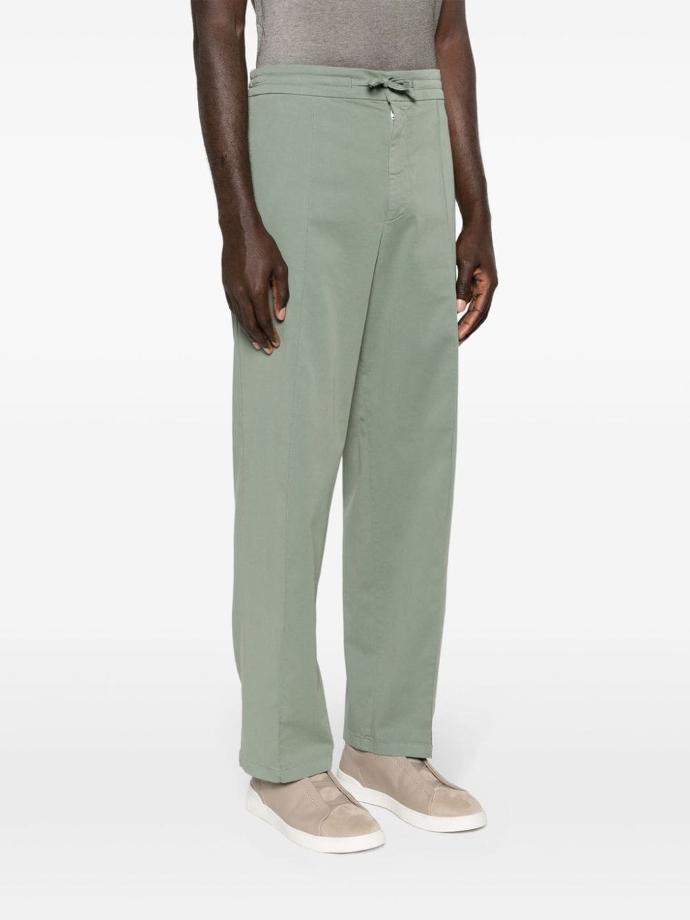 drawstring-waist straight-leg trousers - 3